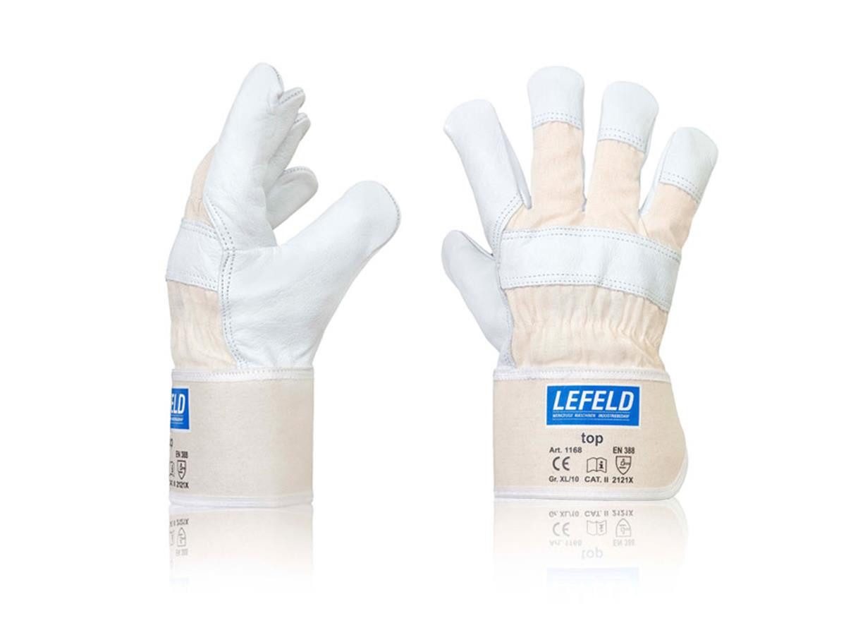 Lefeld Arbeitshandschuhe top Rindvollleder-Handschuh, gefüttert natur/weiß, Größe 8-12