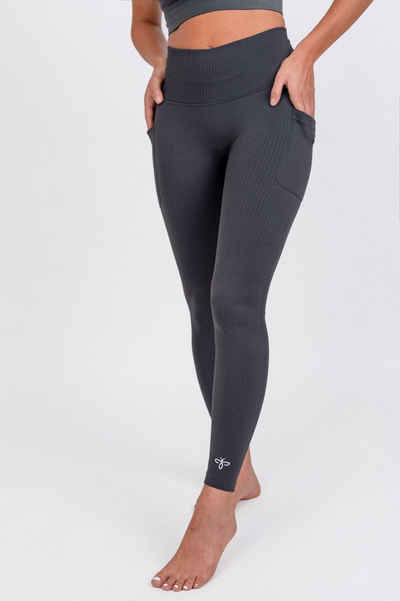 ESMINA Seamless Легінси Performance ripped 2 Handytaschen, Shapingeffekt, Sporthose, High Waist, gerippte Optik