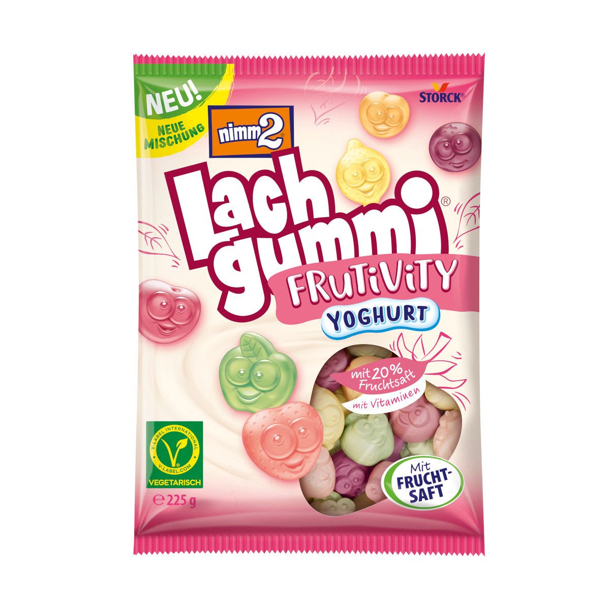 NIMM2 Süßigkeit, nimm2 Lachgummi Fruitivity Yoghurt Fruchtgummi mit Vitaminen 225g