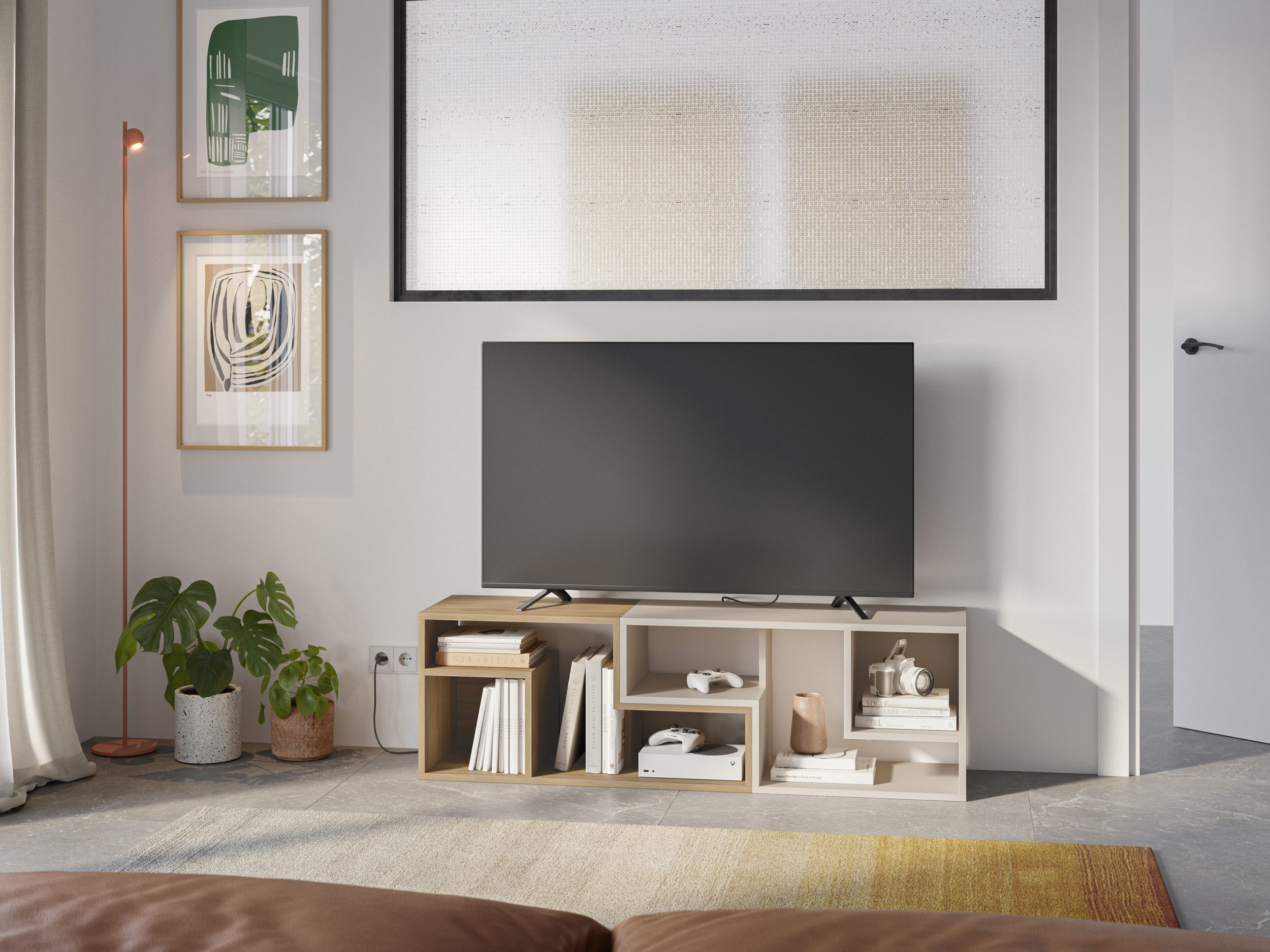 Decortie TV-Ständer Glis, (bis 35 Zoll, Modulares TV-Möbel Lowboard 35 Zoll, 90 x 35 x 45 cm)