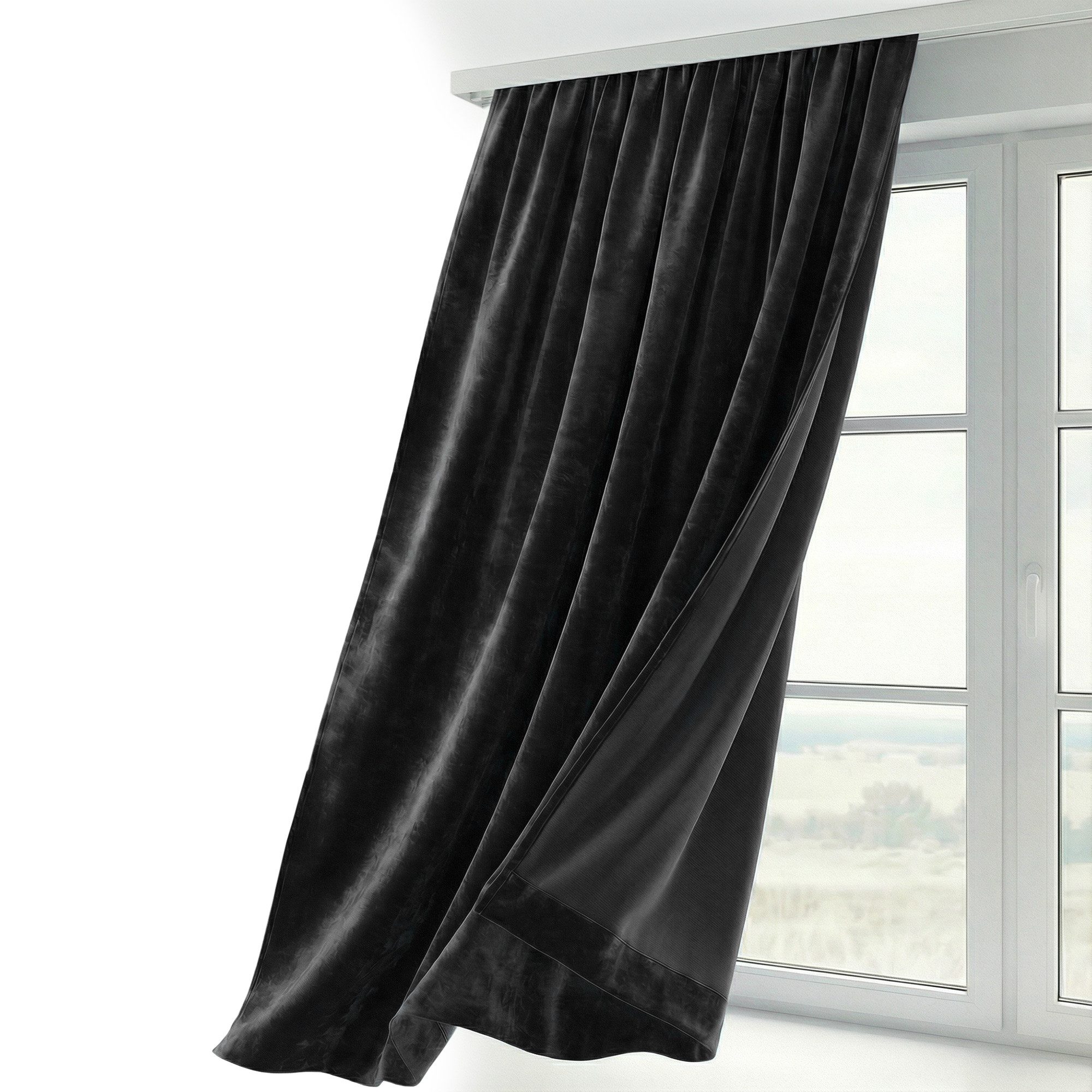 Beautex Verdunkelungsvorhang Samt Vorhang Kräuselband U-Band Gardine Velvet abdunkelnd (1 St), Hakenaufhängung, abdunkelnd