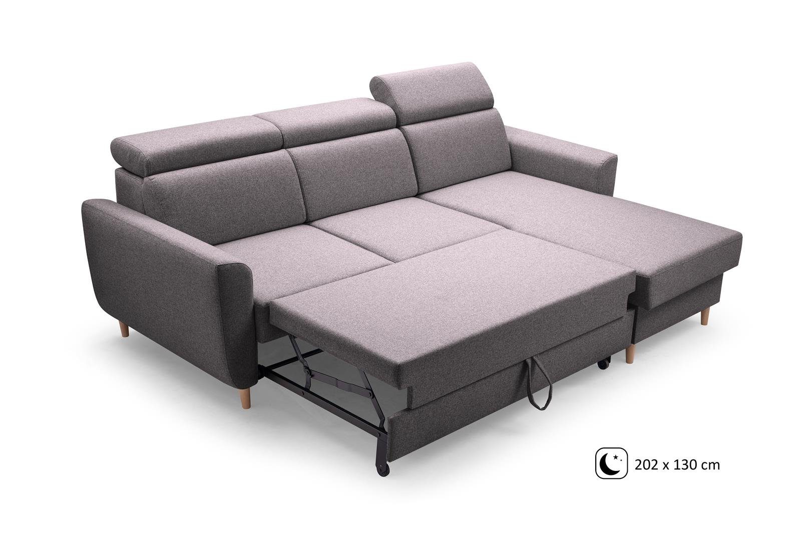 Sofa mit Schlaffunktion Beautysofa Ecksofa universelle dunkelgrau GUSTAW Modern Couch Ecksofa