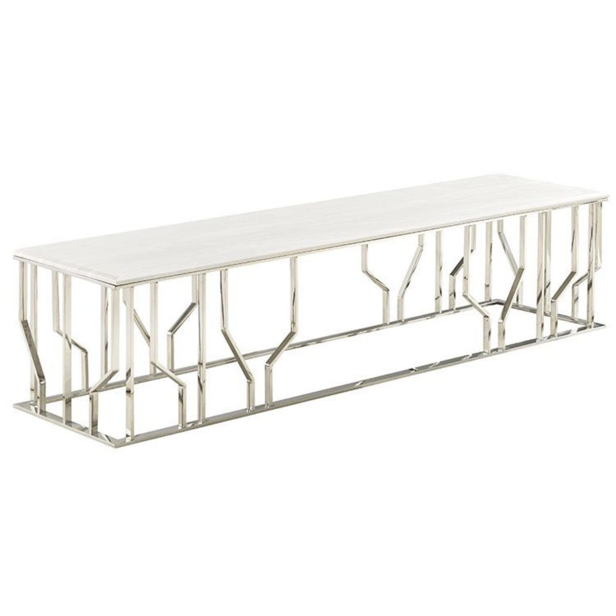 alesvelt TV-Bank Sideboard Taranto Tischplatte aus Marmoroptik Gold / Silber 180 cm