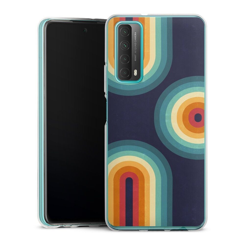 Handyhülle Retro bunt Regenbogen Double Rainbow on Blue