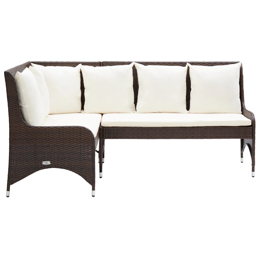 vidaXL Gartenlounge-Eckteil, Garten-Ecksofa 2-tlg. Poly Rattan Braun
