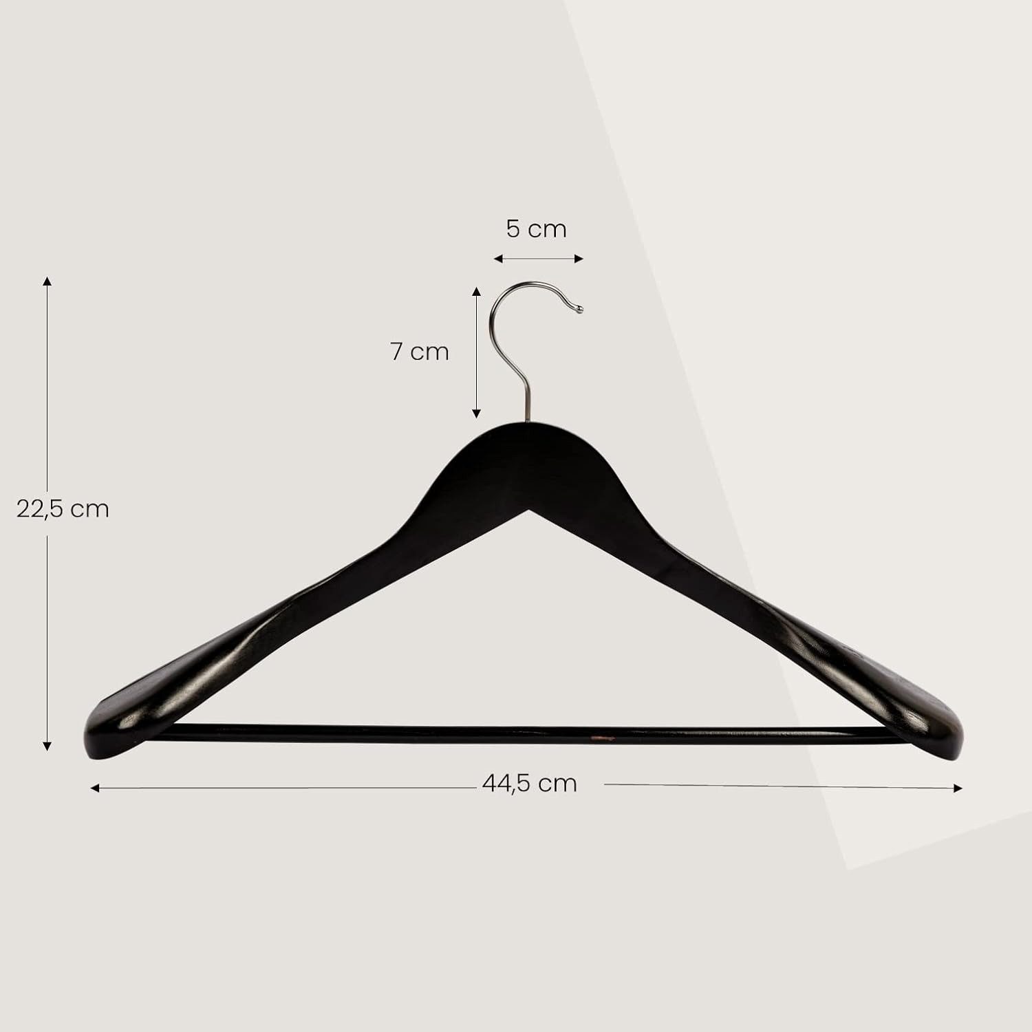 RSR Hangers Kleiderbügel Schwarz Anzugbügel Jackenbügel Blazer 45 cm 360° Haken, (25-tlg)
