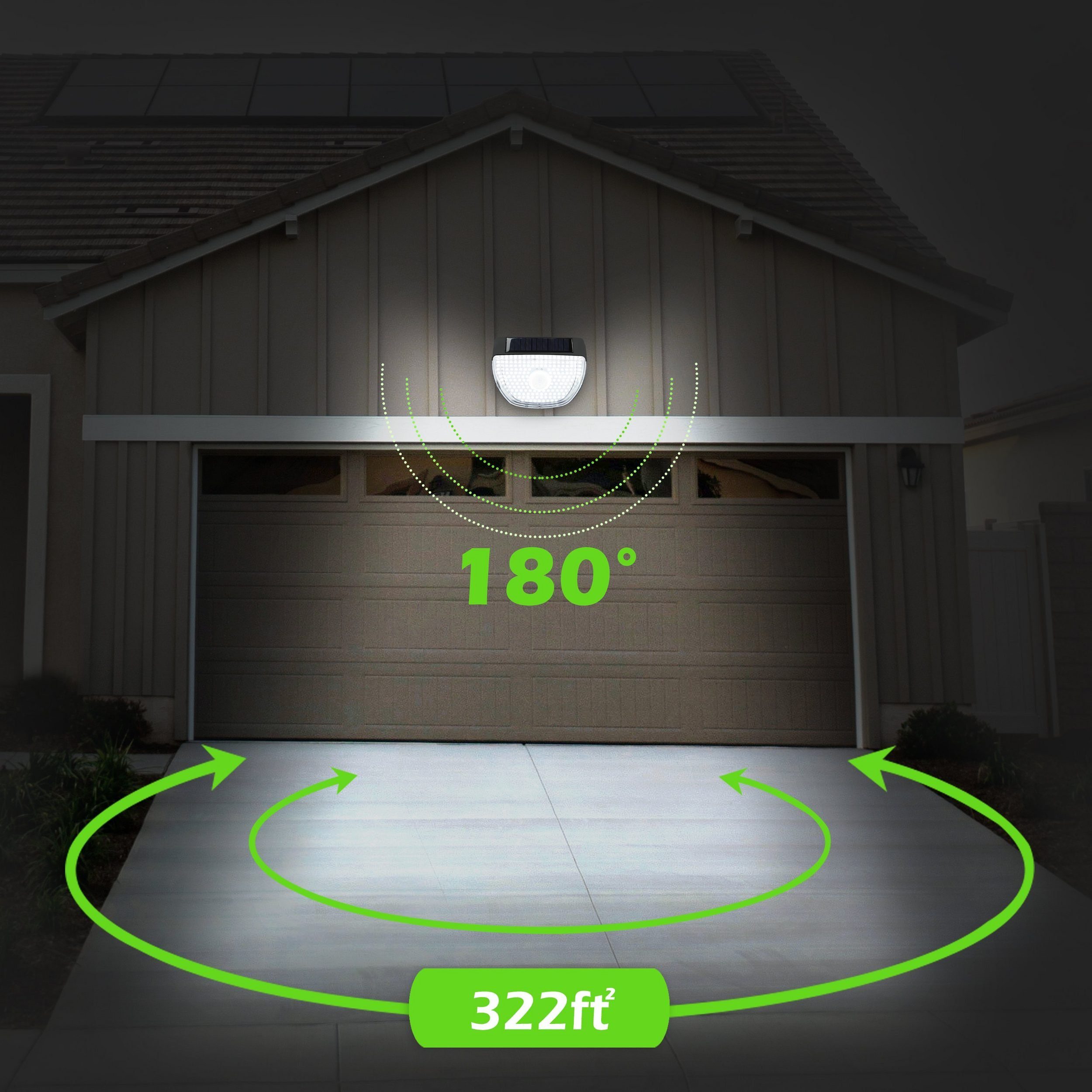 Zäune, Garten Wasserdicht Beleuchtung integriert, Bewegungsmelder 6000K Kaltweiß Breit fest ZMH Solarleuchte Garag LED LED