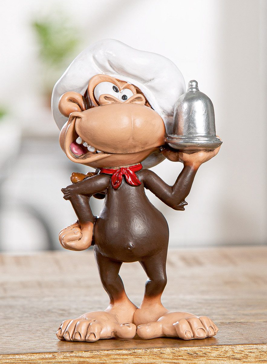 MF Comicfigur Chef Monkey Affenfigur Koch mit Kochmütze Deko Braun Weiß 12c günstig online kaufen