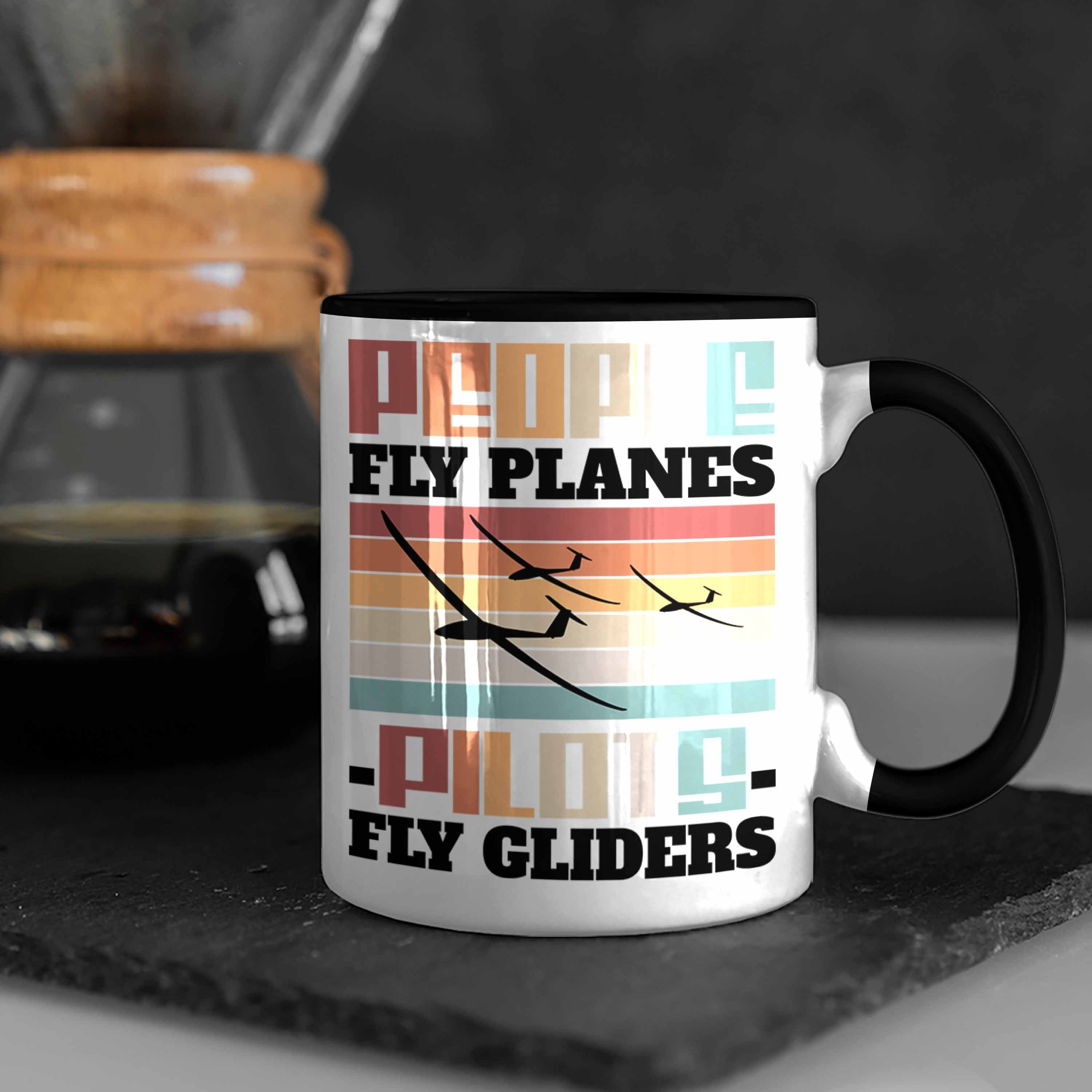 Geschenkidee Schwarz Play Gliders Tasse Segelflugzeug Seg Pilots Segelflieger Spruch Trendation