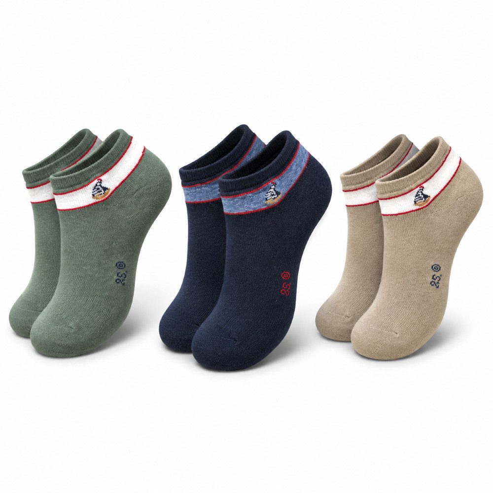 Riese Sneakersocken Sneaker für Kids (Packung, 3 er - Pack) mit eingestricktem Segelschiff am Bund