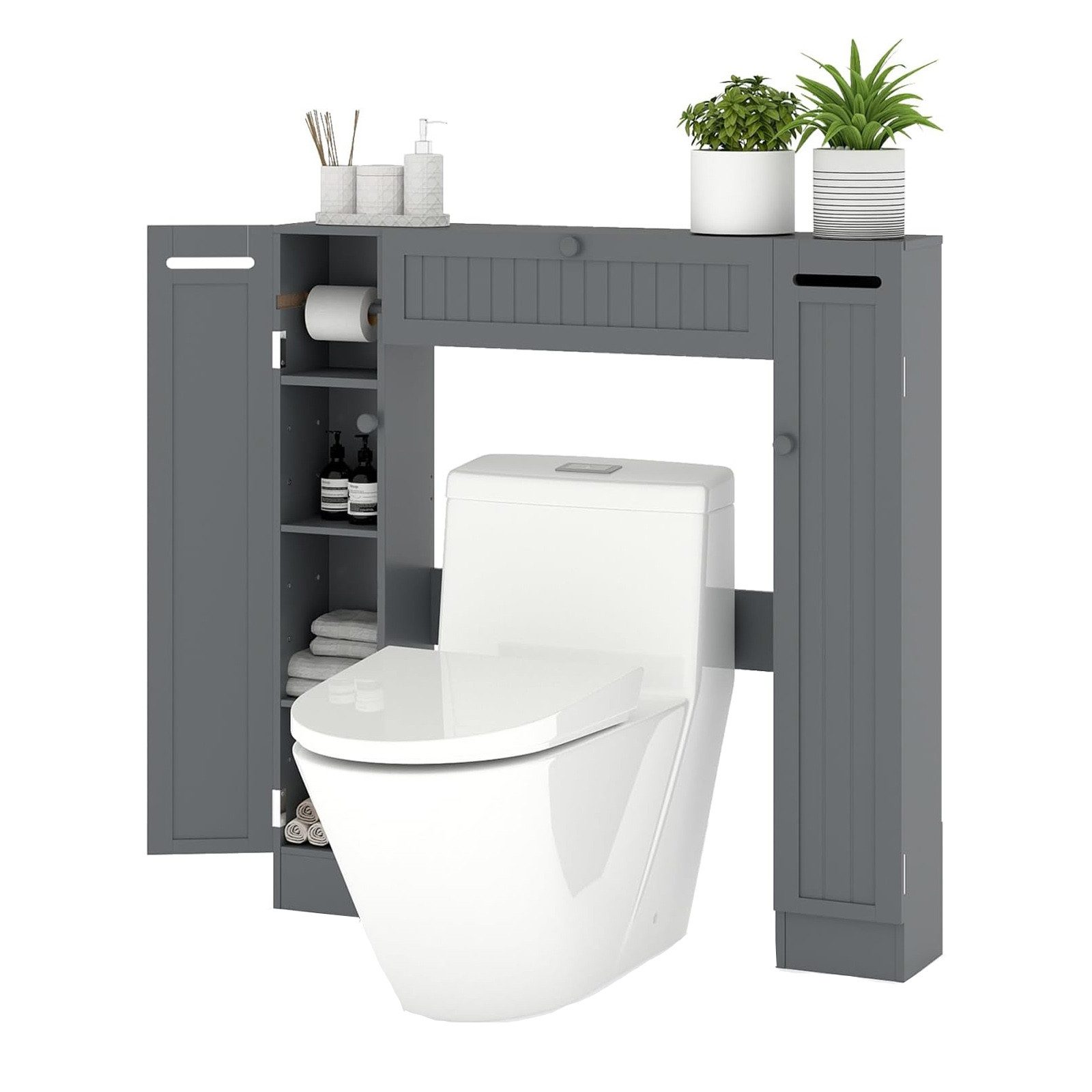 KOMFOTTEU Fächerschrank Toilettenregal Badezimmerregal Standregal, 98 x 87 x 18 cm