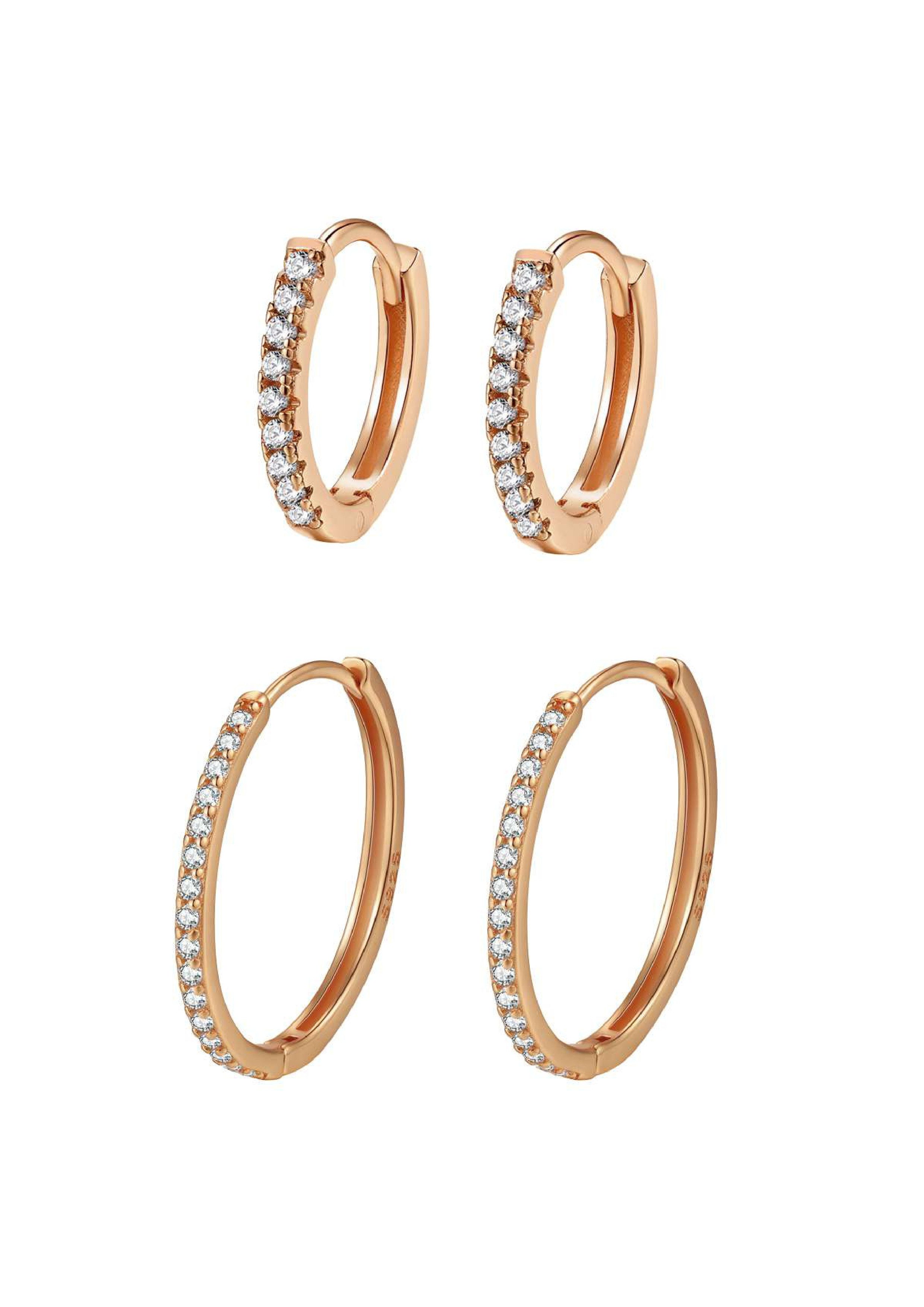 Hey Happiness Creolen-Set Damen Ohrringe mit Kristallen, Layer Basic, Ohrri günstig online kaufen