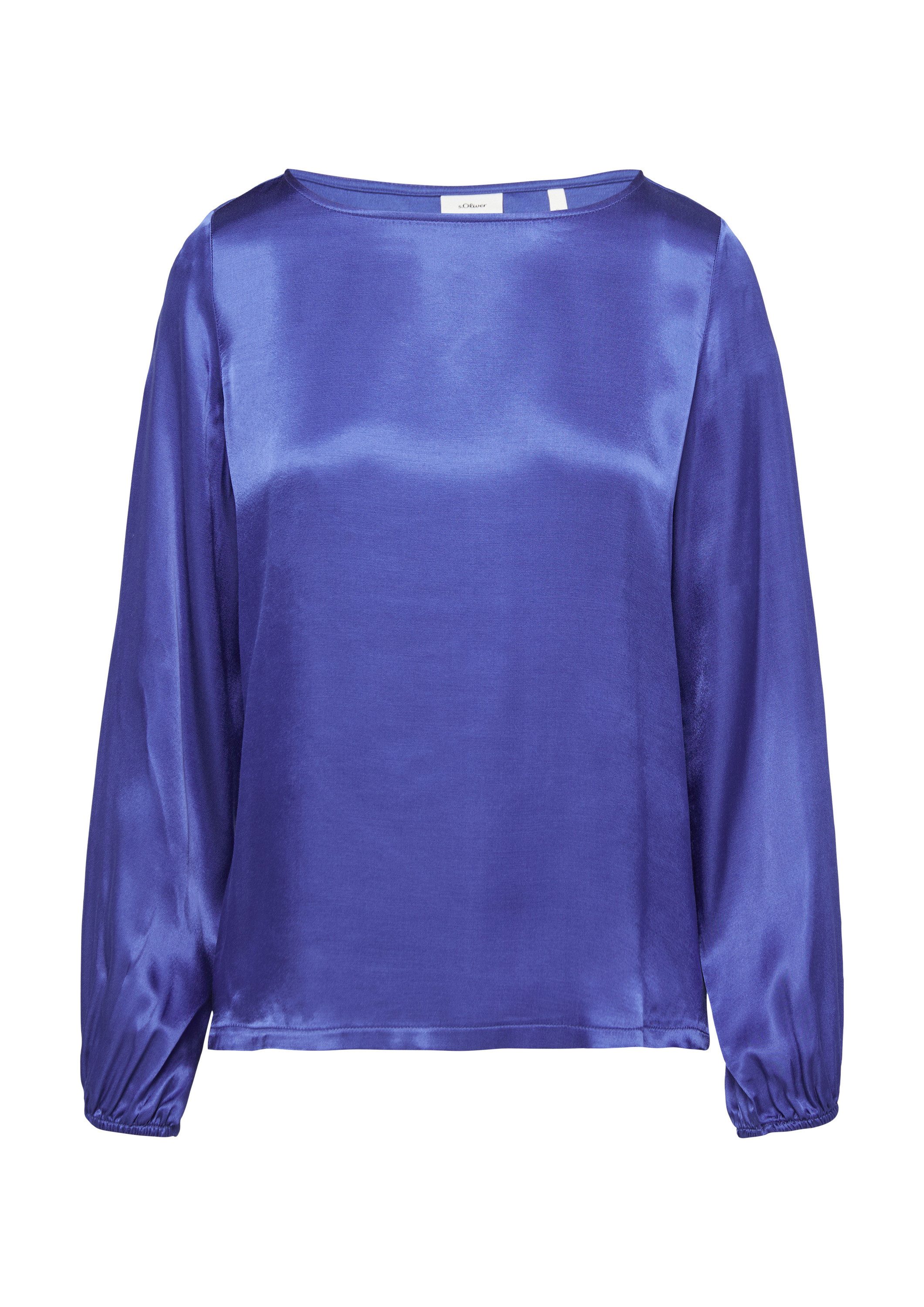 s.Oliver Langarmbluse T-Shirt Blusenshirt mit Materialmix und Bateau-Aussch günstig online kaufen