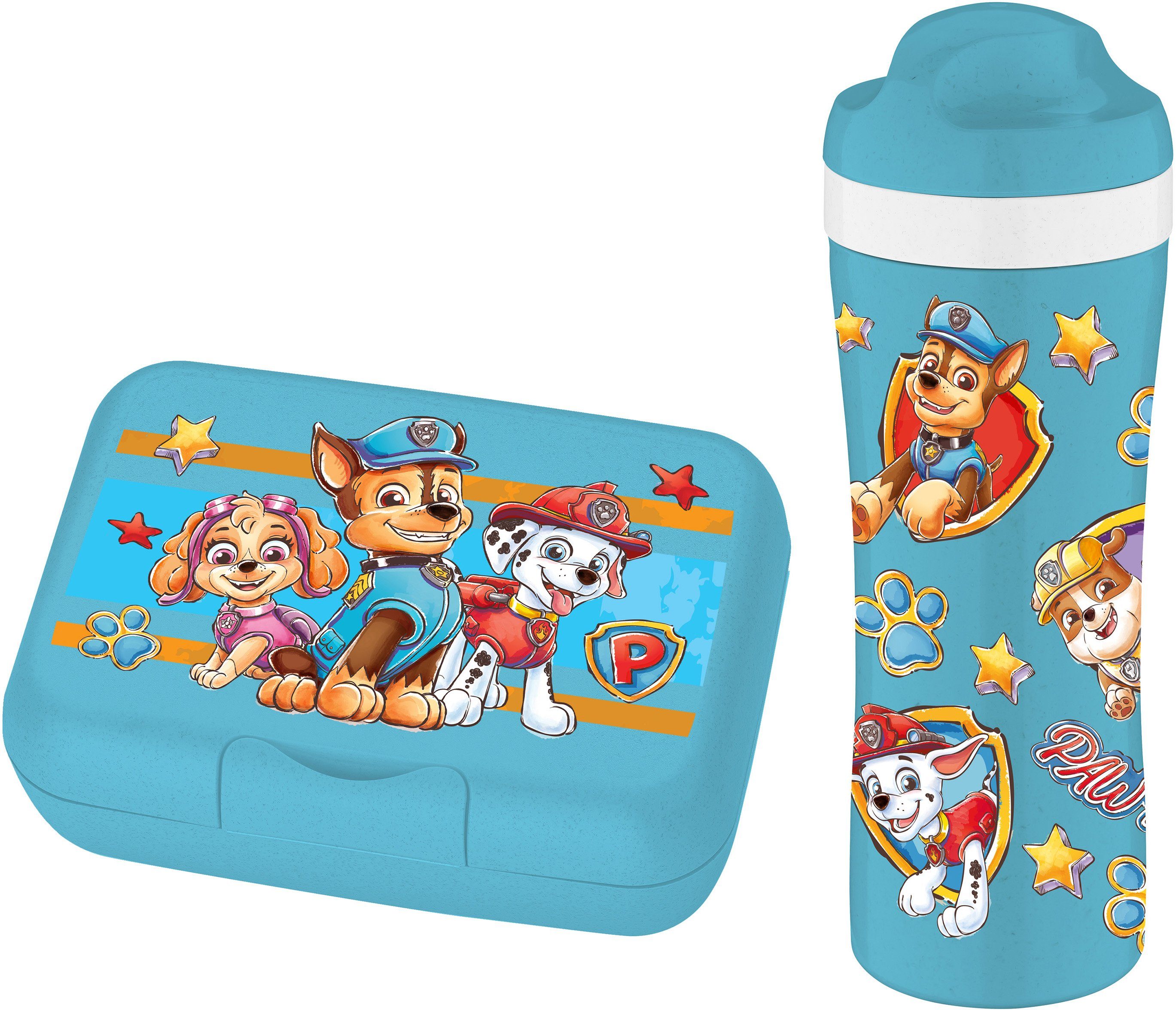 KOZIOL Trinkflasche CANDY L PAW PATROL, 425 ml,+Lunchbox OASE PAW PATROL,100%recycelbar,CO² neutral produziert blau