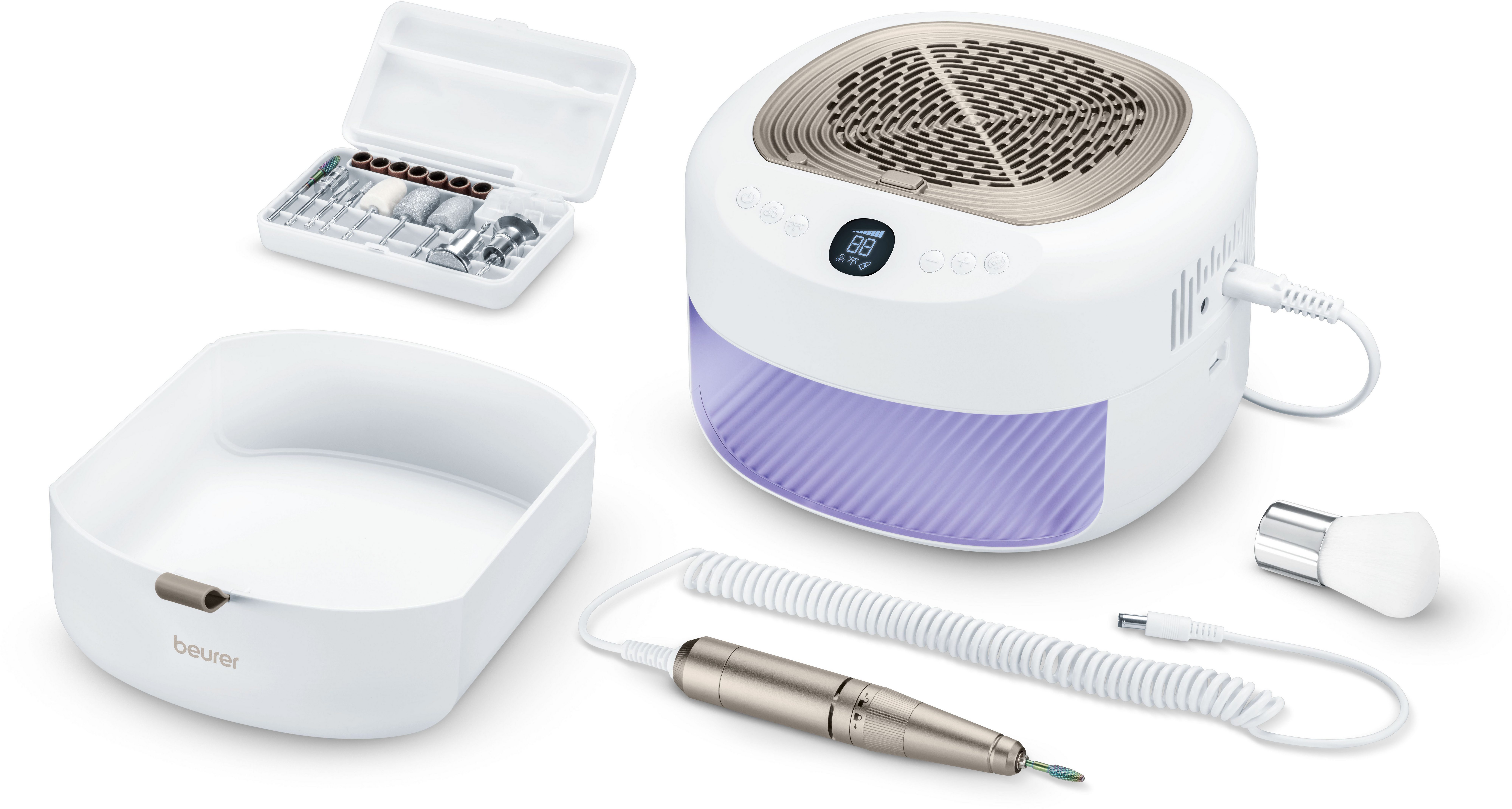 BEURER Maniküre-Pediküre-Set MP 200, professionelle Maniküre-Pediküre-Station für zu Hause, Mit Fräser, UV/LED-Lampe & Absaugung für Gel, Acryl