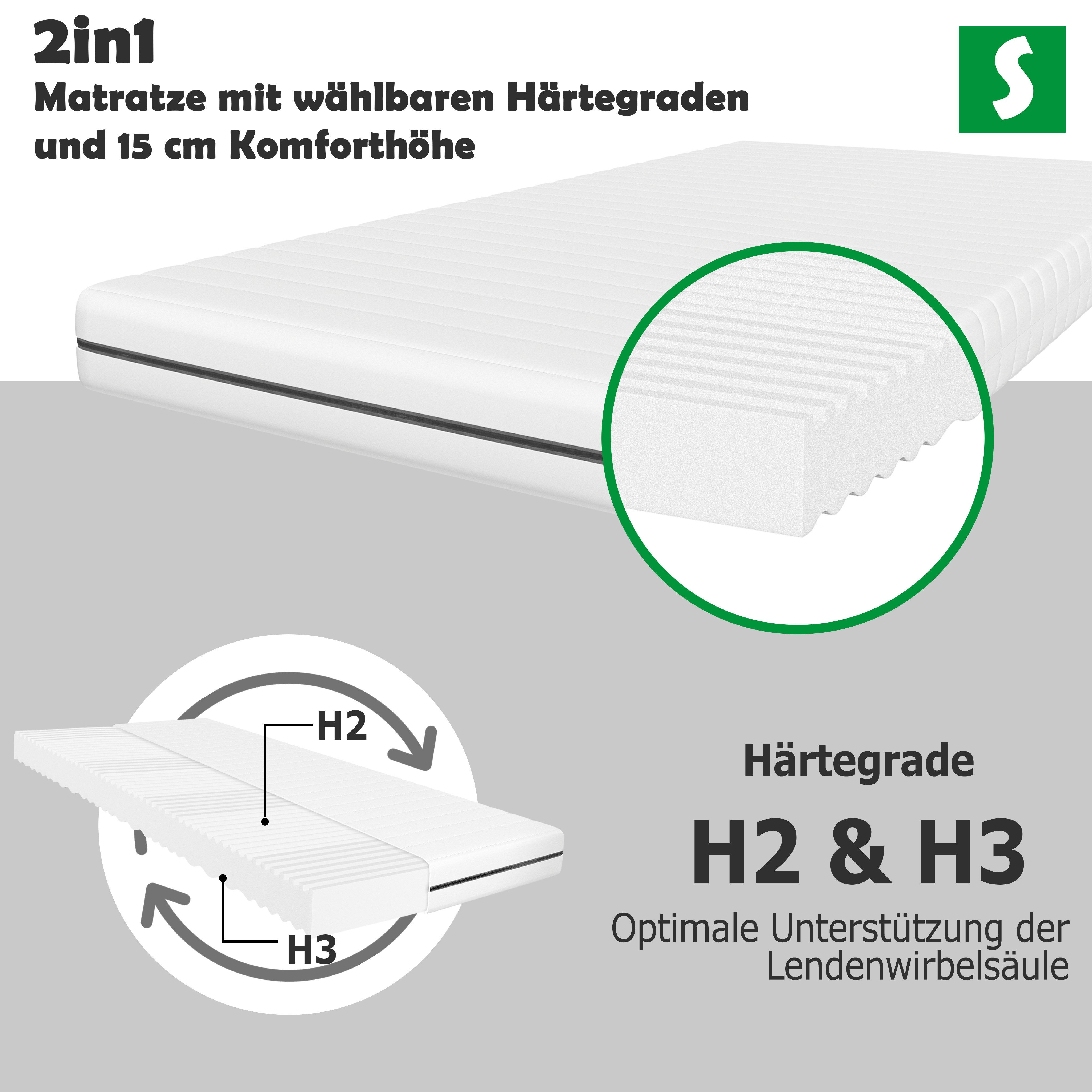 Kaltschaummatratze 7 Zonen Matratze 90x200 cm, 140x200 cm, Wendematratze, S günstig online kaufen