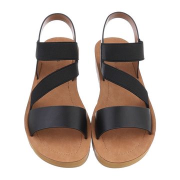 Ital-Design Damen Freizeit Riemchensandalette (86345236) Keilabsatz/Wedge Keilsandaletten in Schwarz