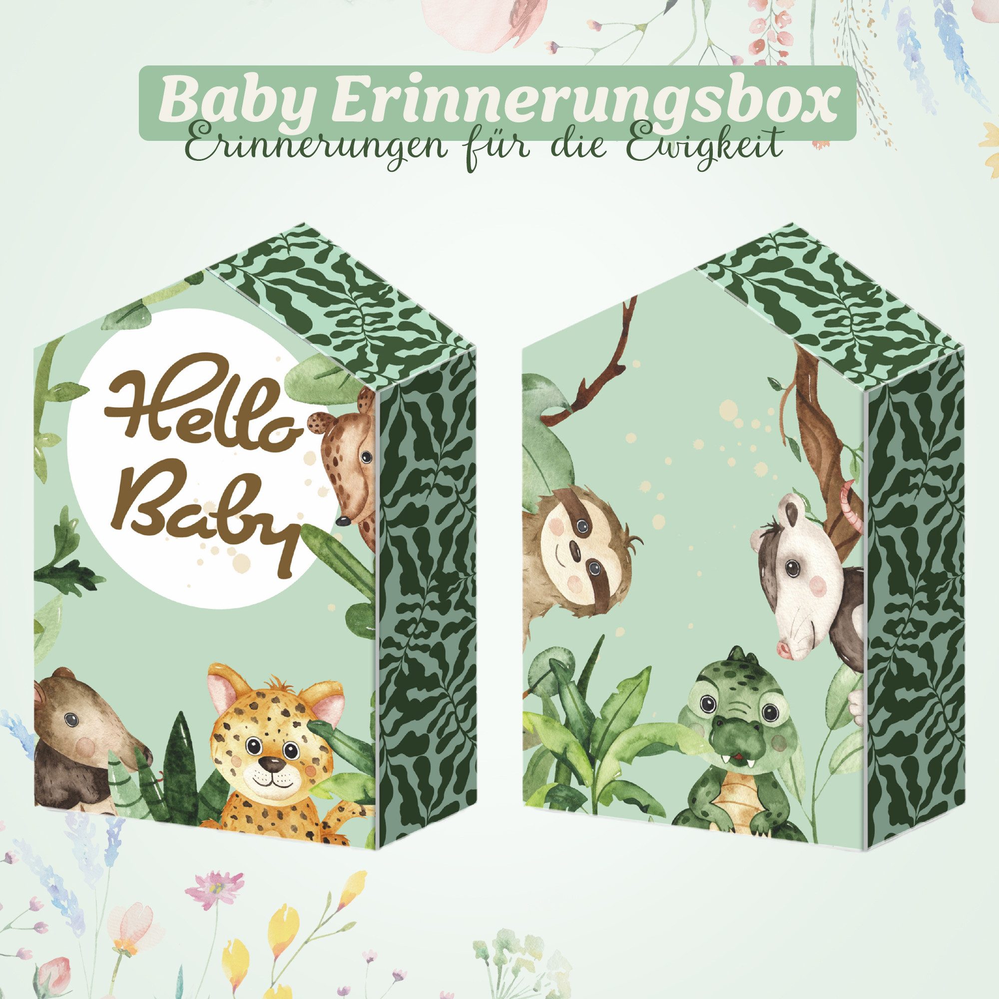 hausleben Geschenkbox Baby Erinnerungsbox Schatztruhe Erinnerungen mit 10 Fächern (1 St), Erinnerungsbox für Geburt und Taufe – Süße Baby, Babyschmuck