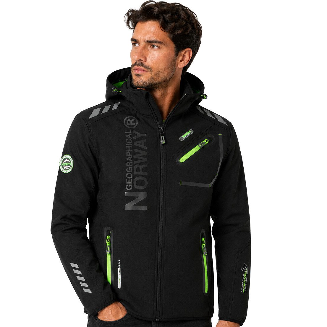 Geographical Norway Softshelljacke Herren Herbst Winter Jacke Softshell Outdoor Übergangsjacke (Packung, 1-St) Mit Kaputze S Bis 7XL