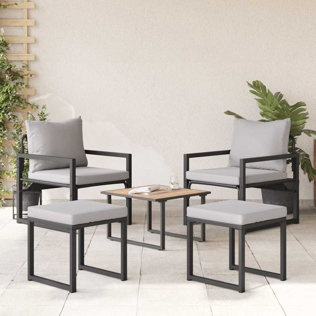vidaXL Loungesofa gartenmöbel 4 stk. 2-Sitzanzahl Hellgrau Polyester, 4 Teile