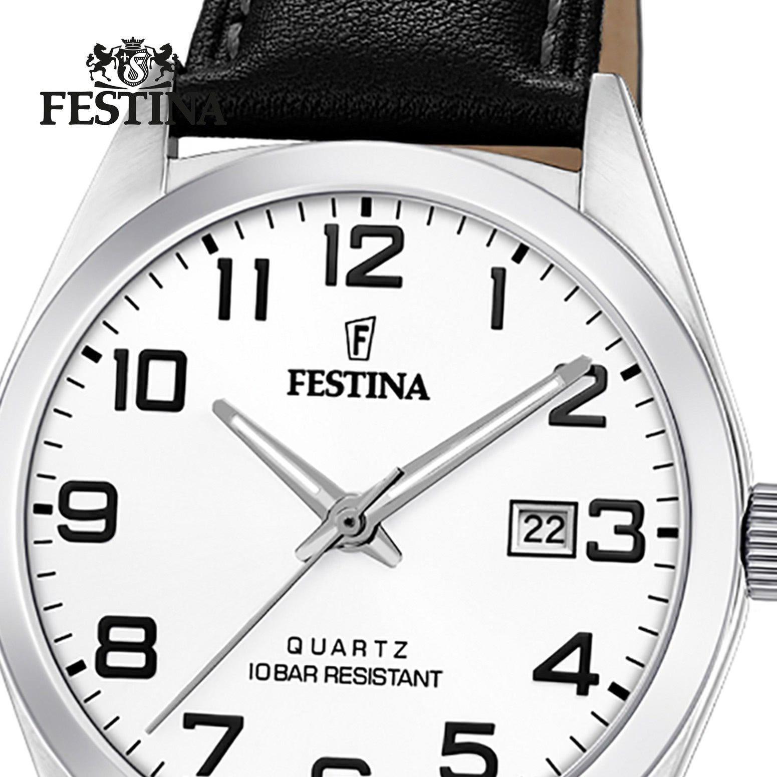Festina Quarzuhr Festina Herren Uhr F20446/1 Quarz Leder, (Analoguhr), Herren Armbanduhr rund, Lederarmband schwarz