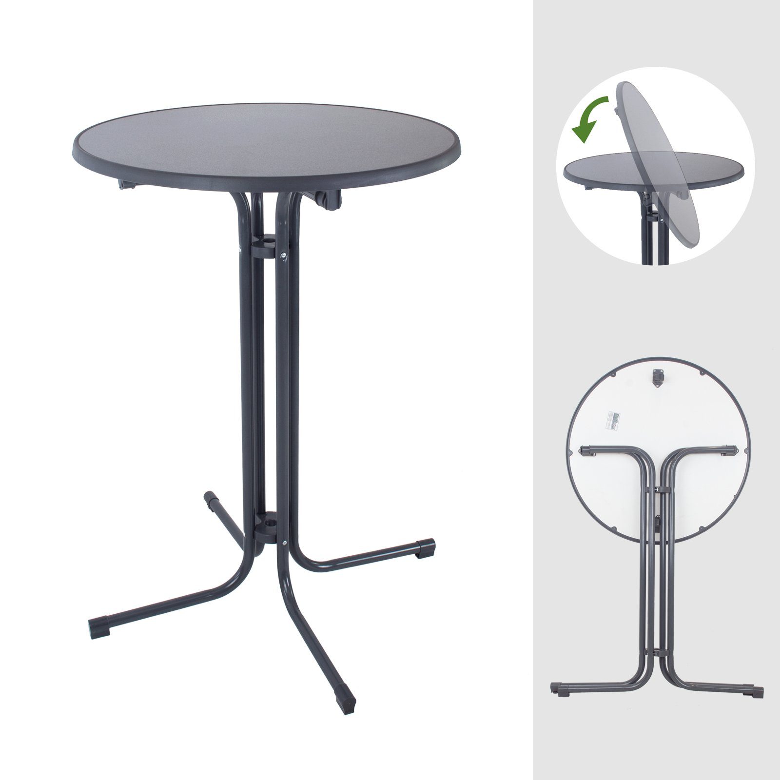 TRUTZHOLM Stehtisch Stehtisch klappbar Ø 80 cm Höhe 110 cm Stahl