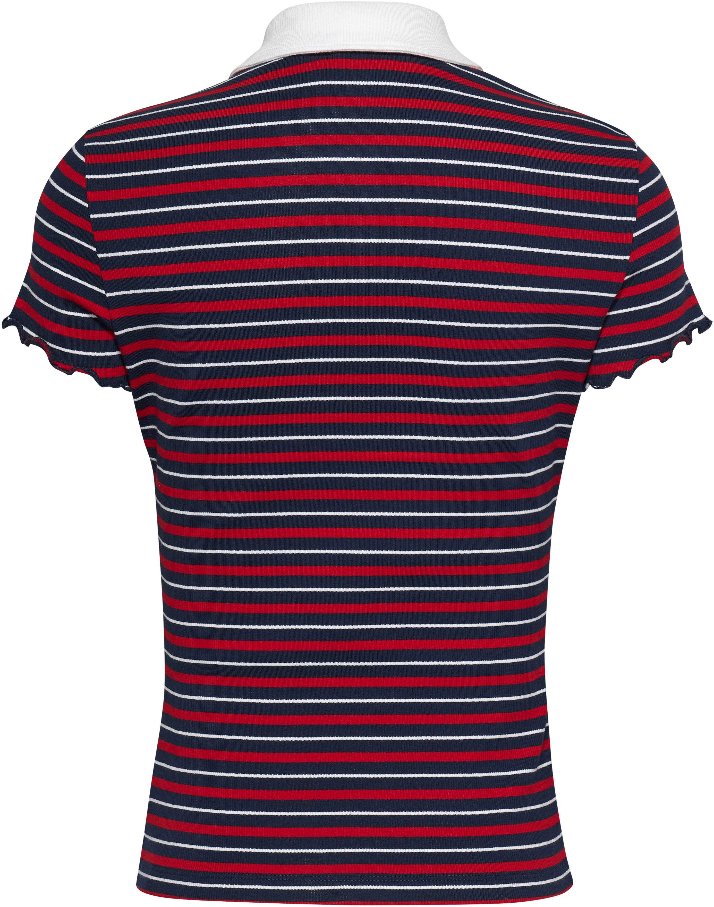 Tommy Jeans Poloshirt mit Ärmelabschluss gestr am marine Rüschen