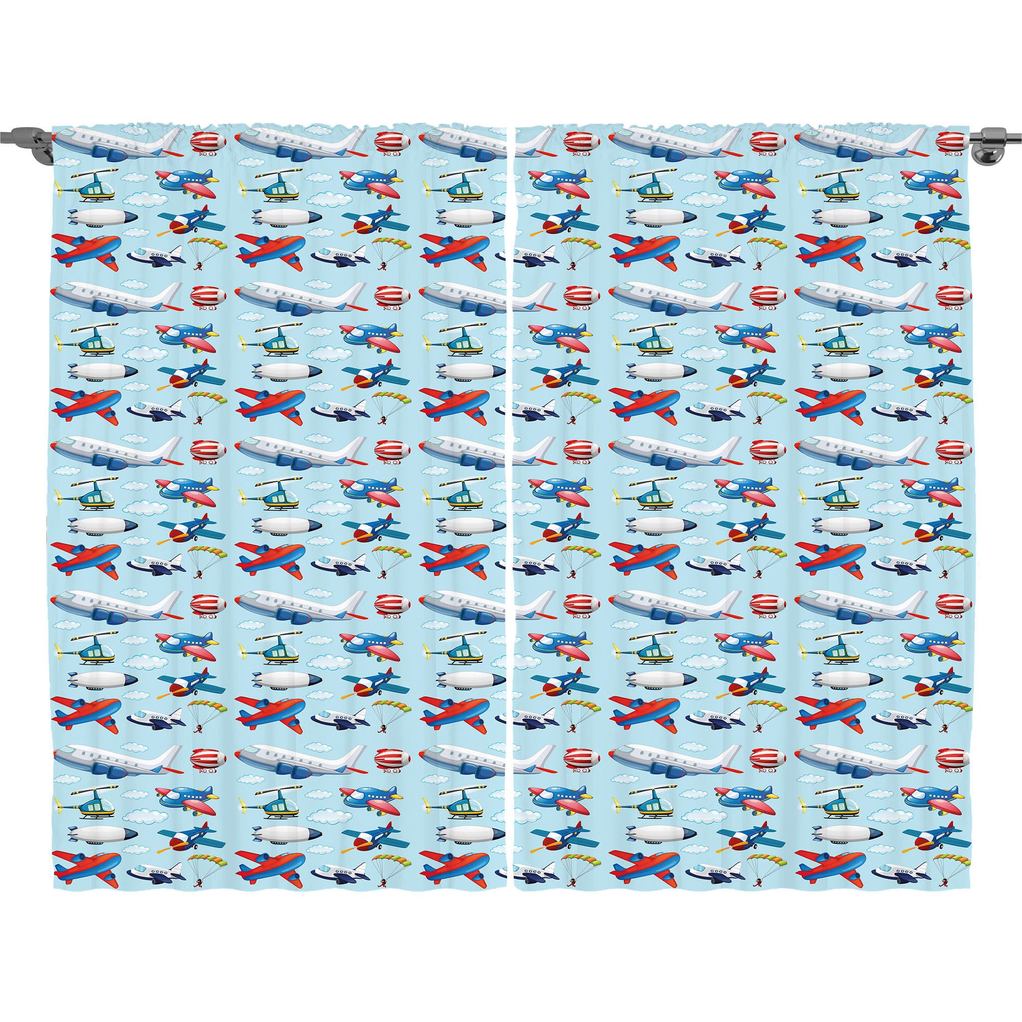 Abakuhaus Gardine Schlafzimmer Kräuselband Vorhang mit Schlaufen und Haken, Flugzeug Flugzeuge Sky Diving