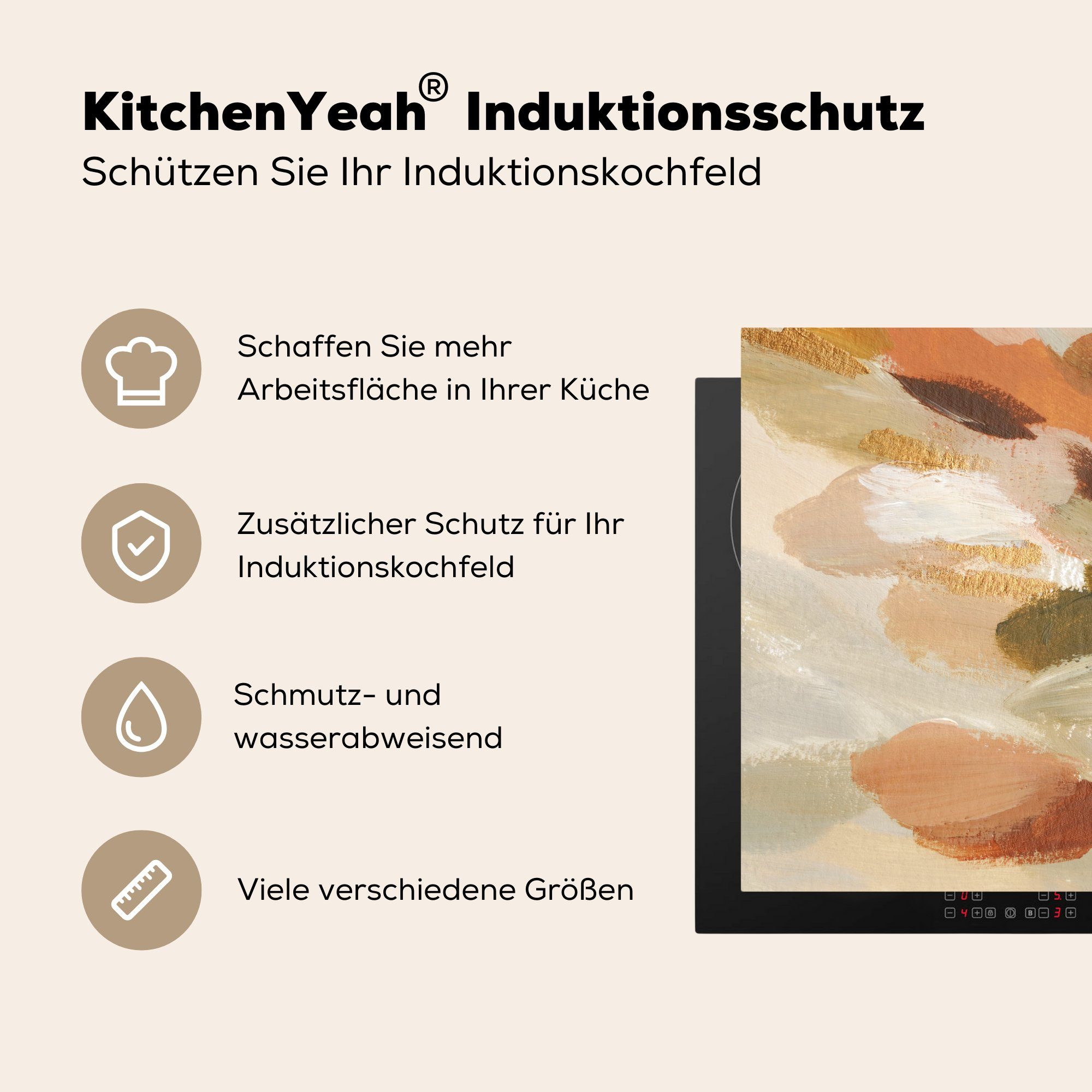 MuchoWow Herdblende-/Abdeckplatte Farbe - Grün tlg), Rot, cm, - 78x78 Vinyl, Arbeitsplatte Ceranfeldabdeckung, (1 küche für