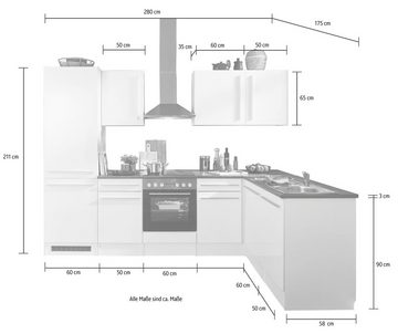 BASIC by Balculina Winkelküche Jazz, Stellbreite 280x175 cm, wahlweise mit E-Geräten