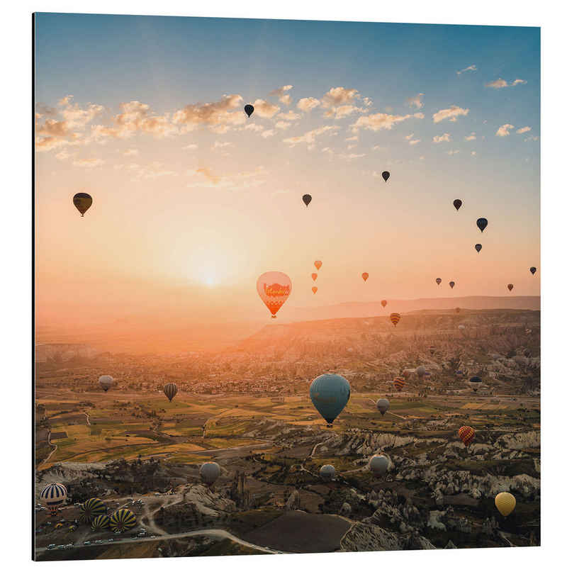 Posterlounge Alu-Dibond-Druck Marcel Gross, Ballonflug im Sonnenaufgang über Kappadokien, Schlafzimmer Fotografie