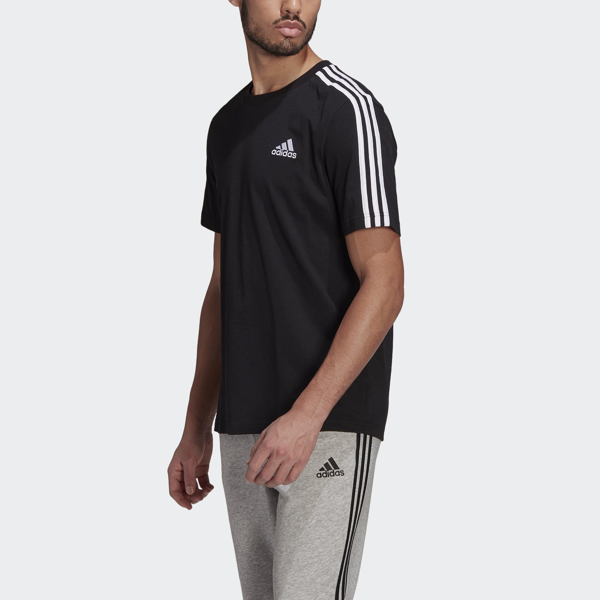 M SJ Kurzarmshirt 3S Sportswear adidas weiss-schwarz-pink T,BLACK/WHITE