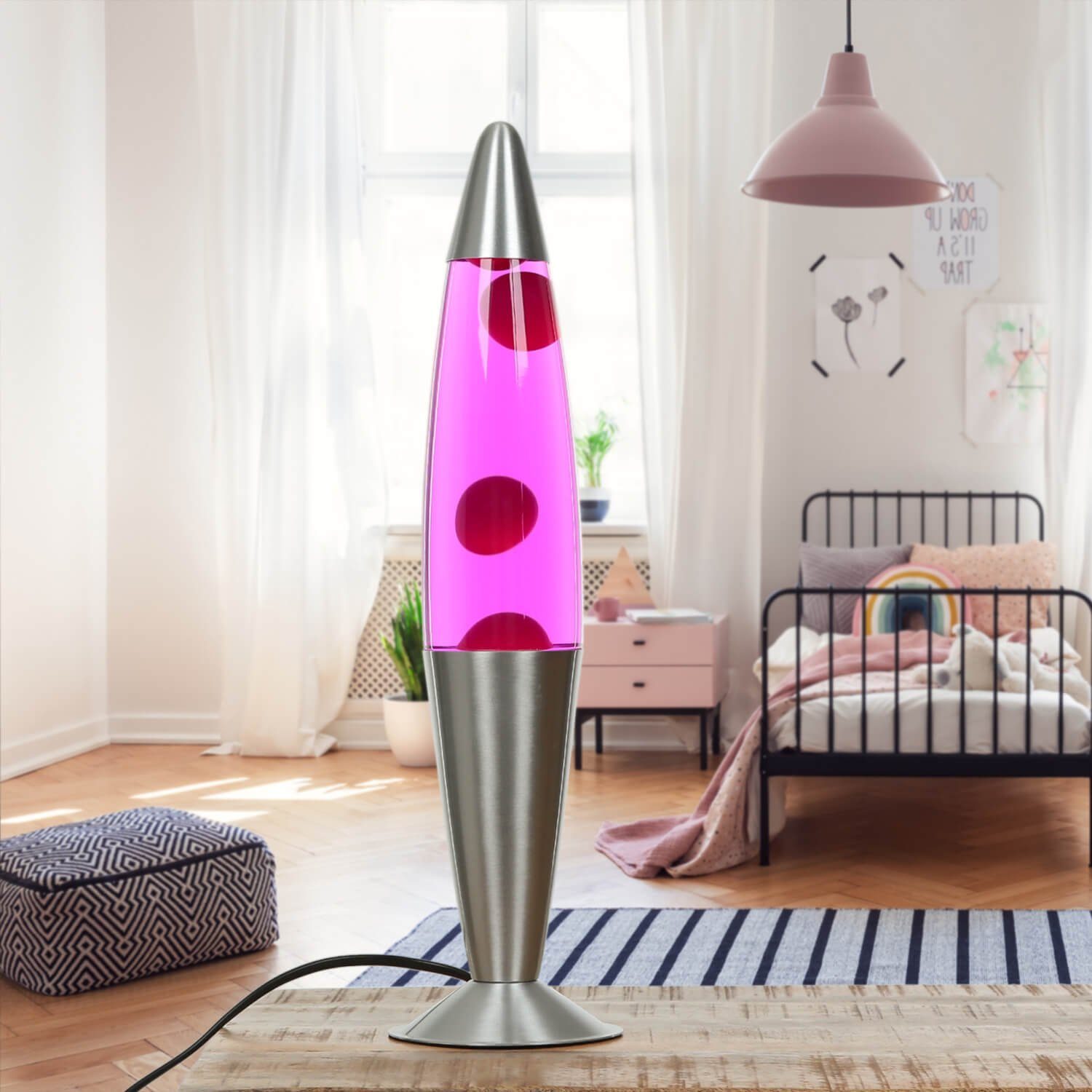 Licht-Erlebnisse Lavalampe JENNY, Tischleuchte Pink Retro Design Tischlampe