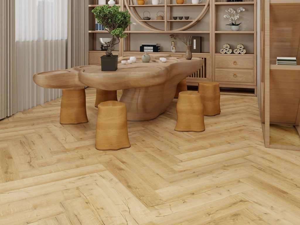 BASICfloor Vinylboden Vinylboden Klebevinyl Objekt Eiche Fischgrat harmonisch