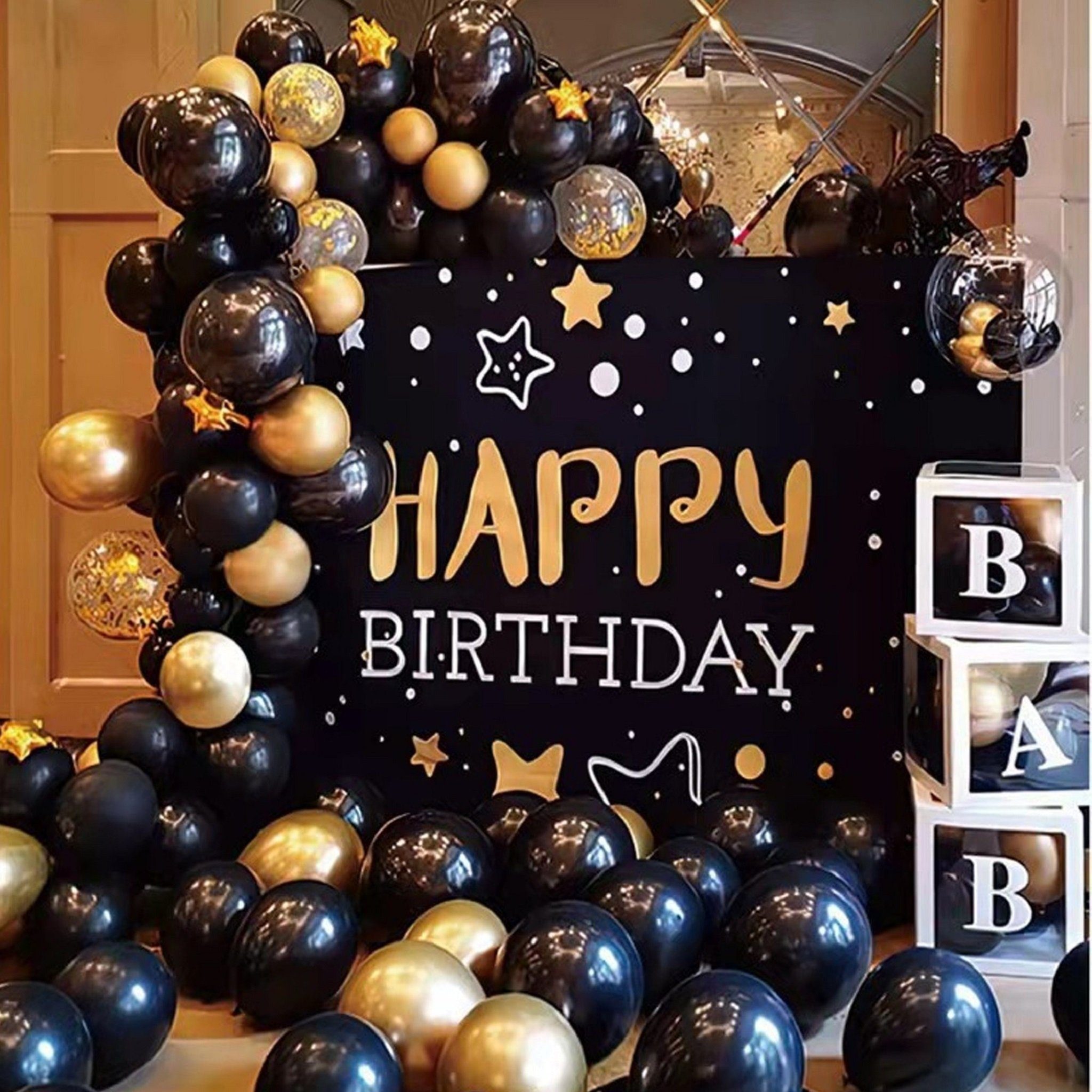 Mutoy Luftballon luftballons geburtstag,Luftballons für Geburtstagsfeier Dekoration, Luftballons Geburtstag Ballons Girlande Deko Helium Gold Weiß Schwarz