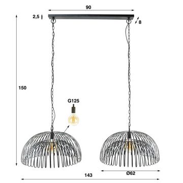 famlights Hängeleuchte, Pendelleuchte Henk in Anthrazit E27 2-flammig, keine Angabe, Leuchtmittel enthalten: Nein, warmweiss, Hängeleuchte, Pendellampe, Pendelleuchte