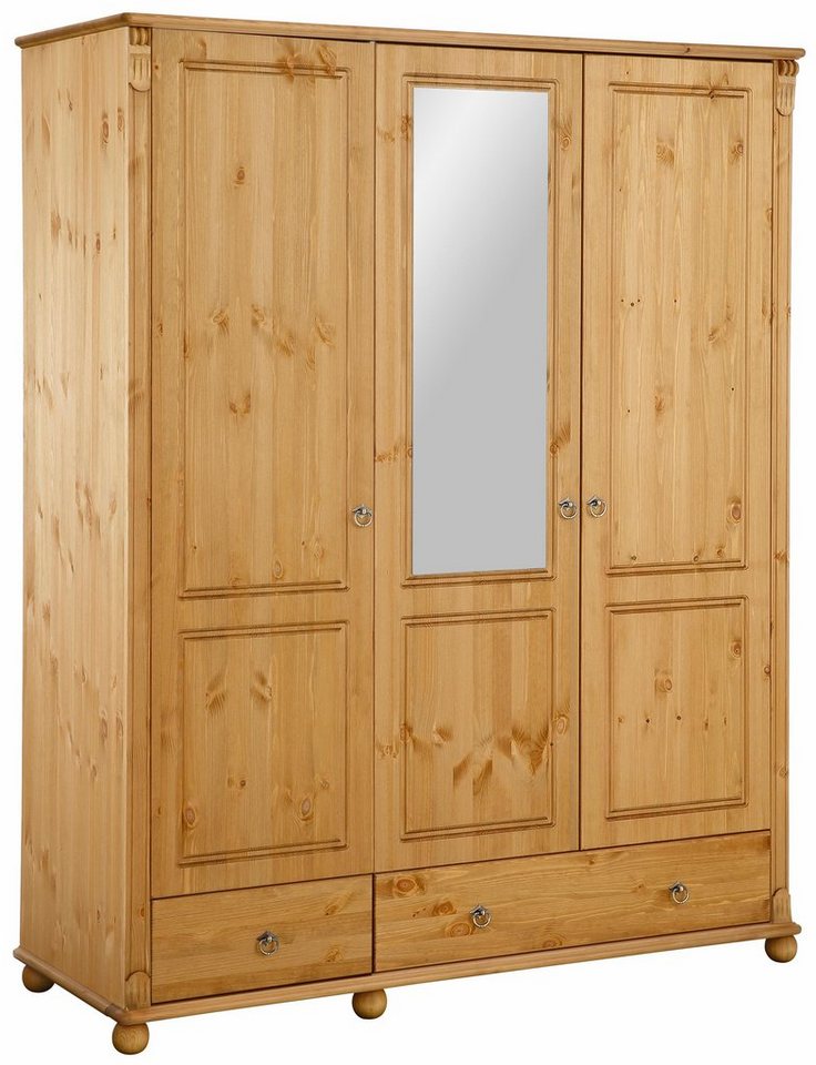 Home affaire Kleiderschrank Tessin Breite 152 cm, Kiefer massiv, mit Spiegel