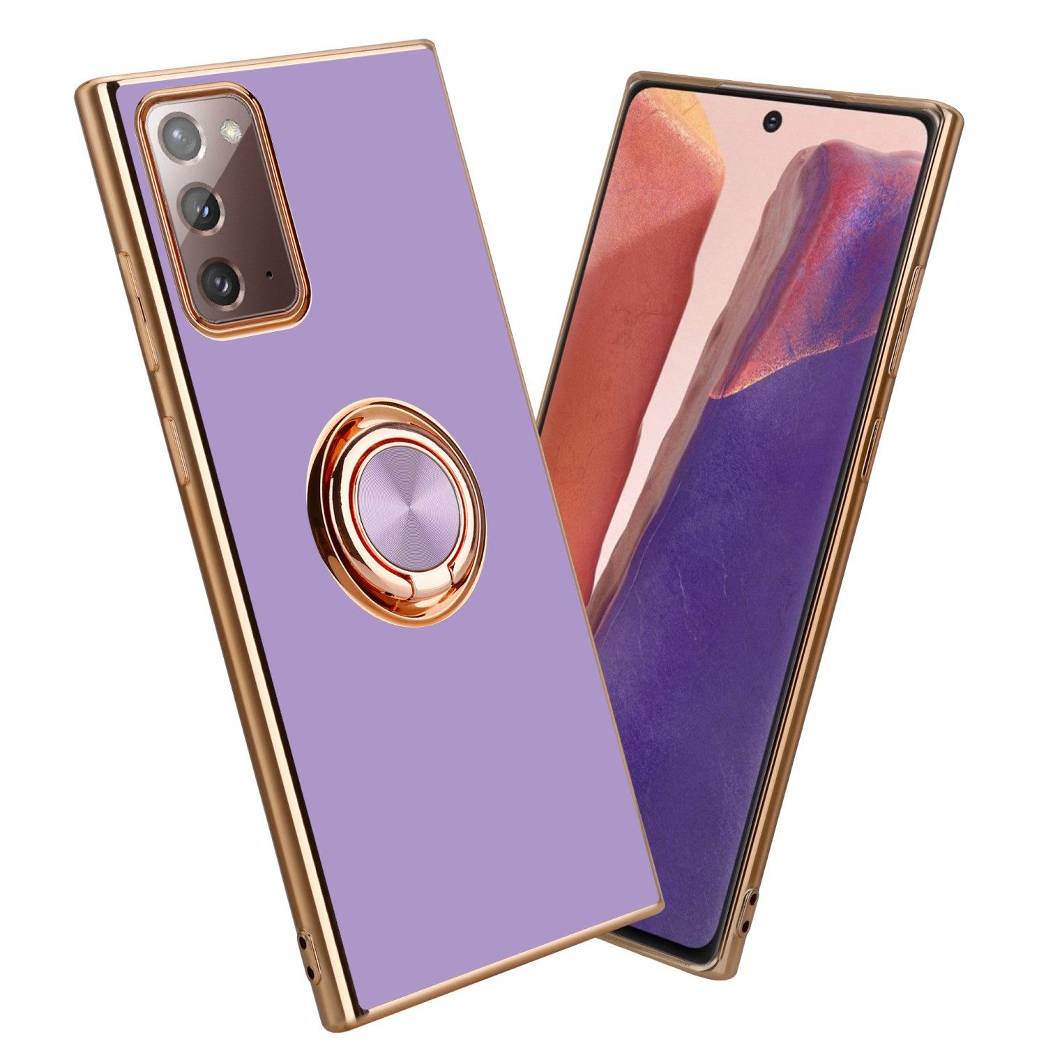 Cadorabo Handyhülle für Samsung Galaxy NOTE 20 Hülle Samsung Galaxy NOTE 20, Schutzhülle - TPU Silikon Hülle - mit Kameraschutz und Ring