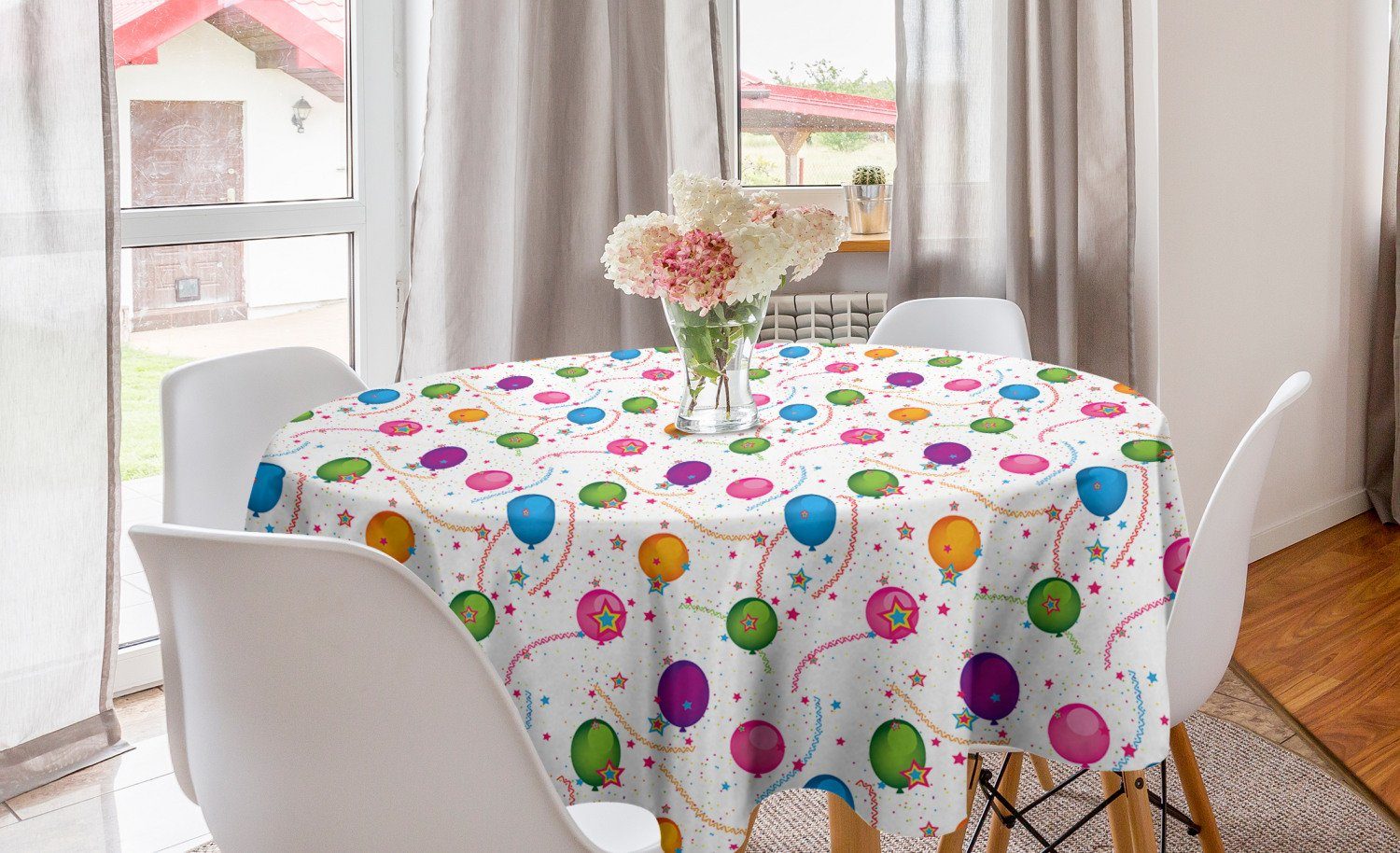 Tischdecke Esszimmer Abdeckung für Geburtstag Küche Ballon-Stern Dekoration, Tischdecke Abakuhaus Kreis