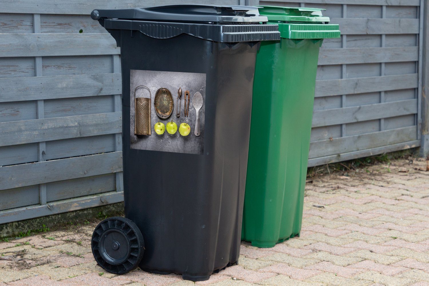 MuchoWow Mülleimer-aufkleber, Wandsticker - Sticker, - Container, Küchengeräte Abfalbehälter (1 Apfel Mülltonne, Küchenutensilien St),