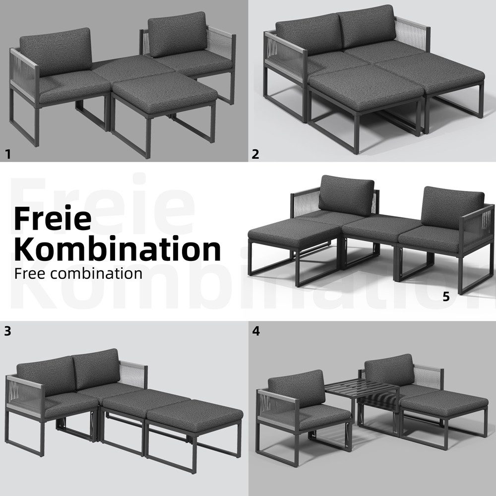 Melko Sitzgruppe Möbelset Aluminium Balkon Set wetterfest Gartenmöbel Sitzg günstig online kaufen