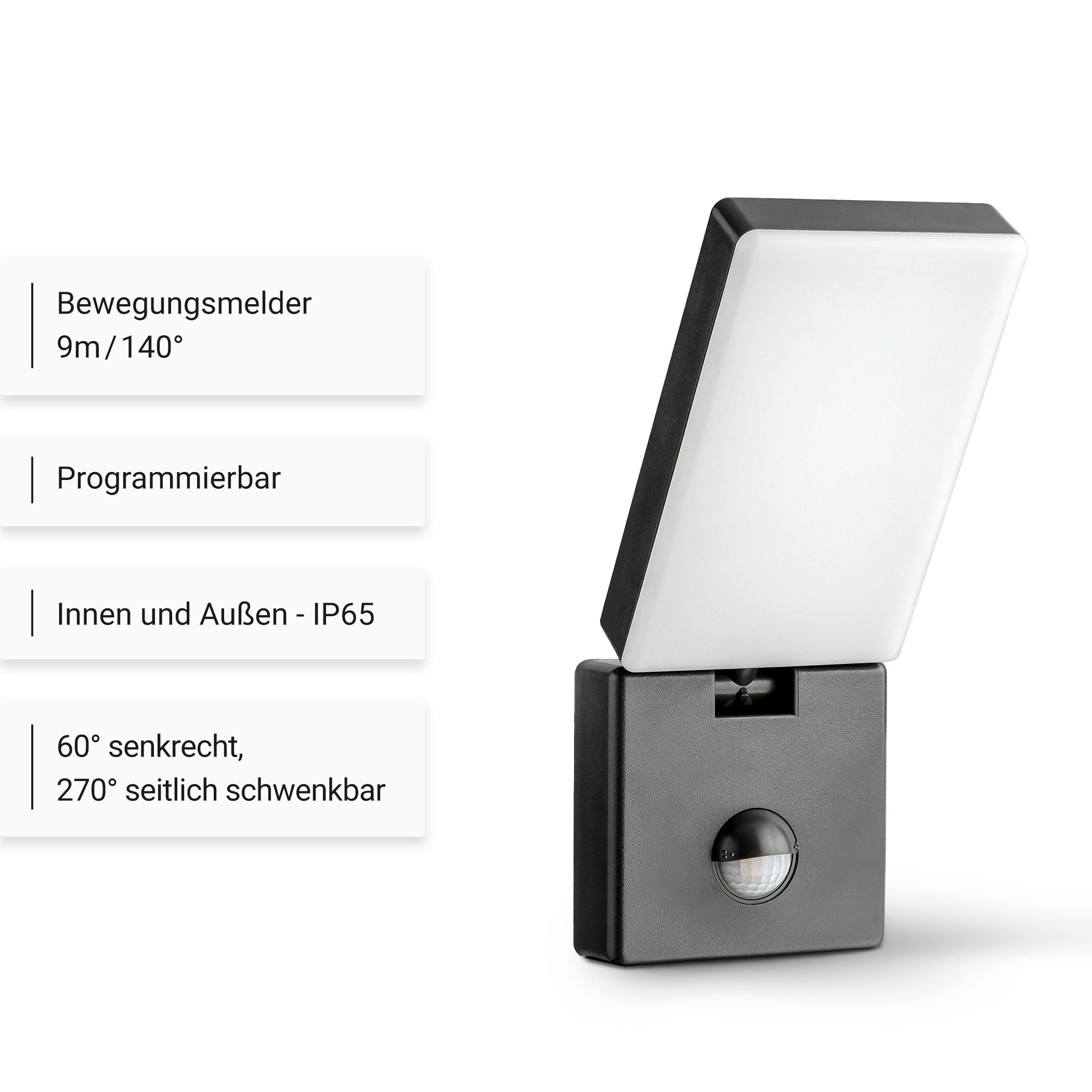 SEBSON Außen-Wandleuchte LED Außenleuchte Bewegungsmelder 9m/140° IP65 15W günstig online kaufen