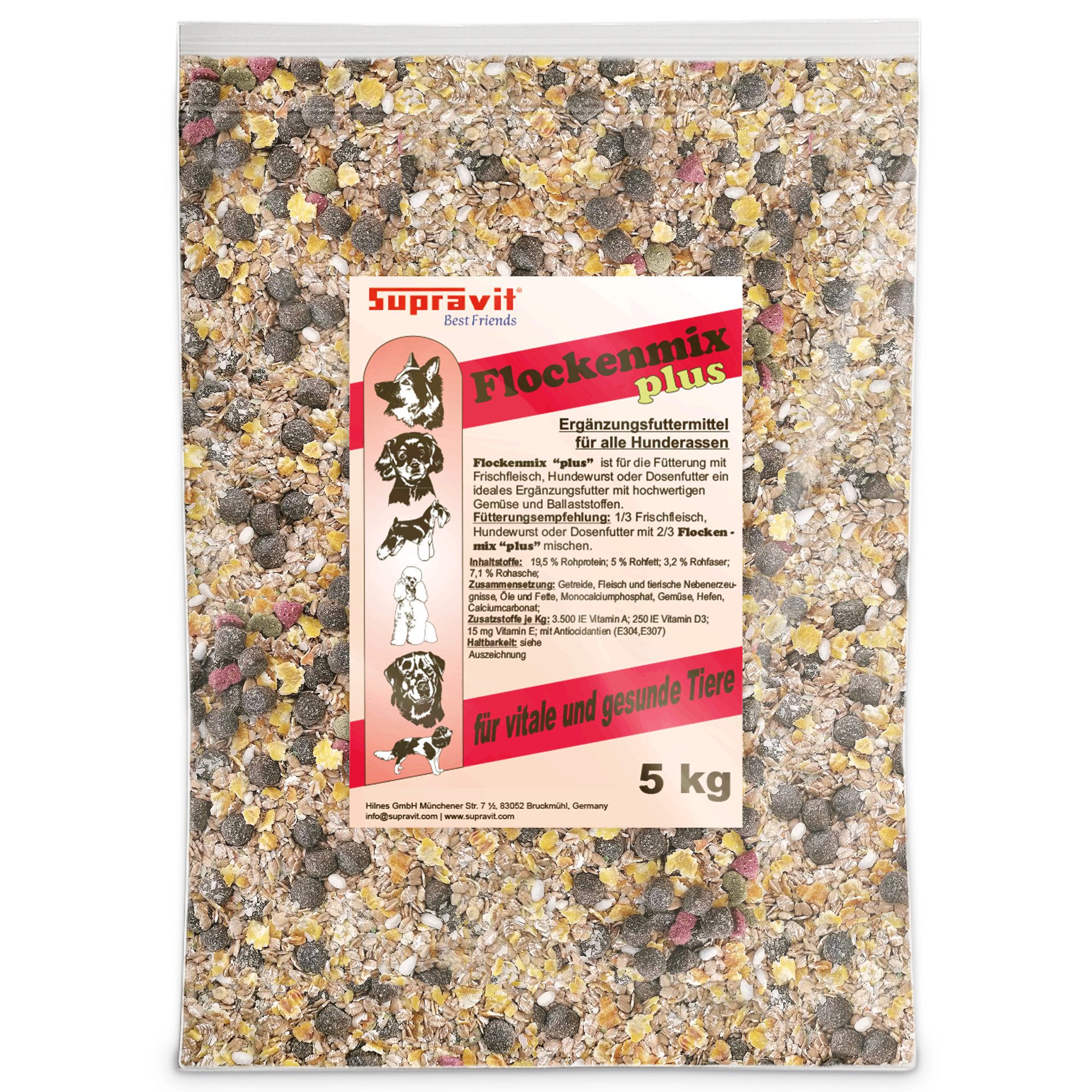 Supravit Flockenmix Plus für Hunde - optimale Ergänzung zur Fleischfütterung, Ergänzungsfutter für: Hund