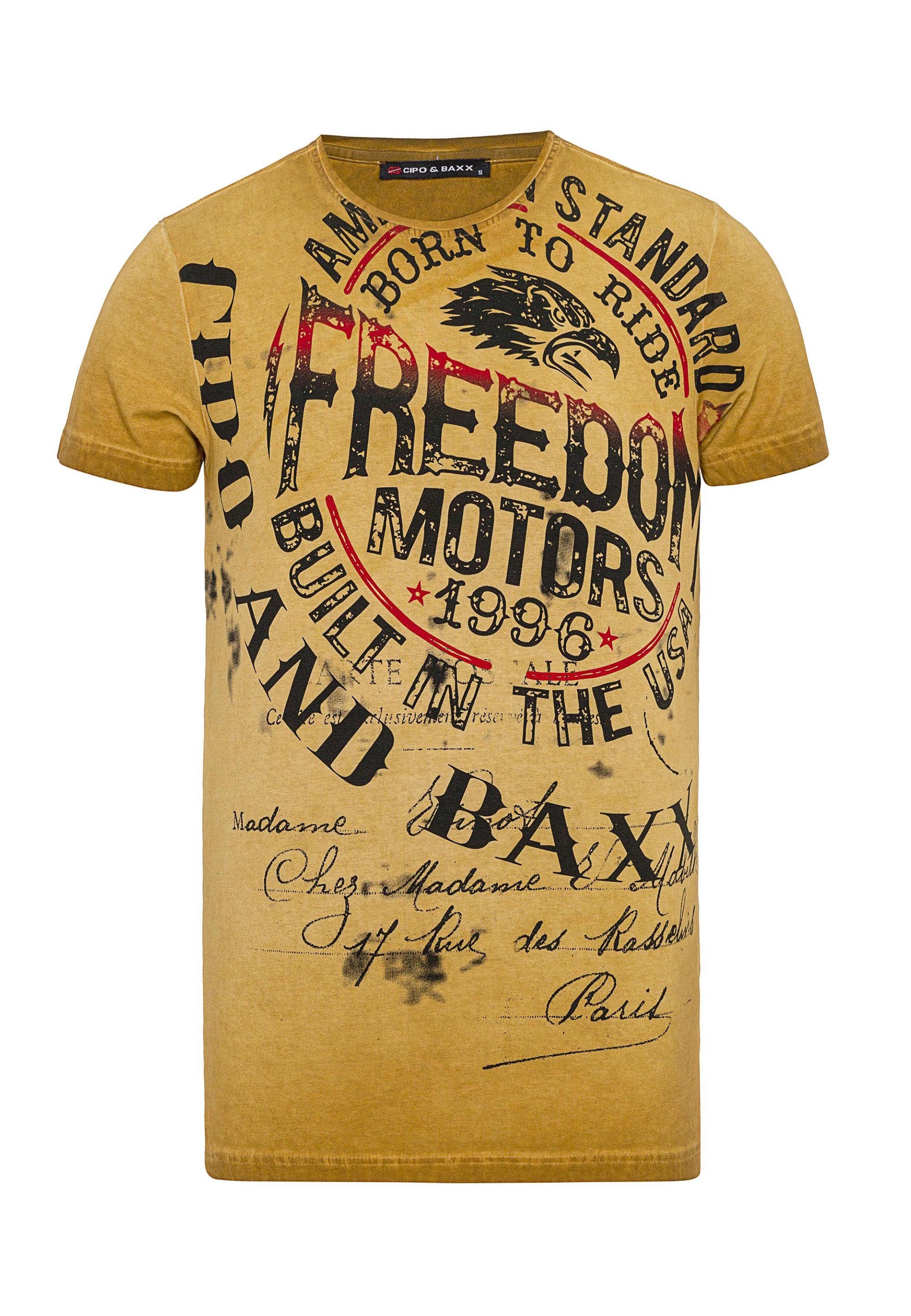 Cipo & Aufdruck T-Shirt Baxx gelb großem mit