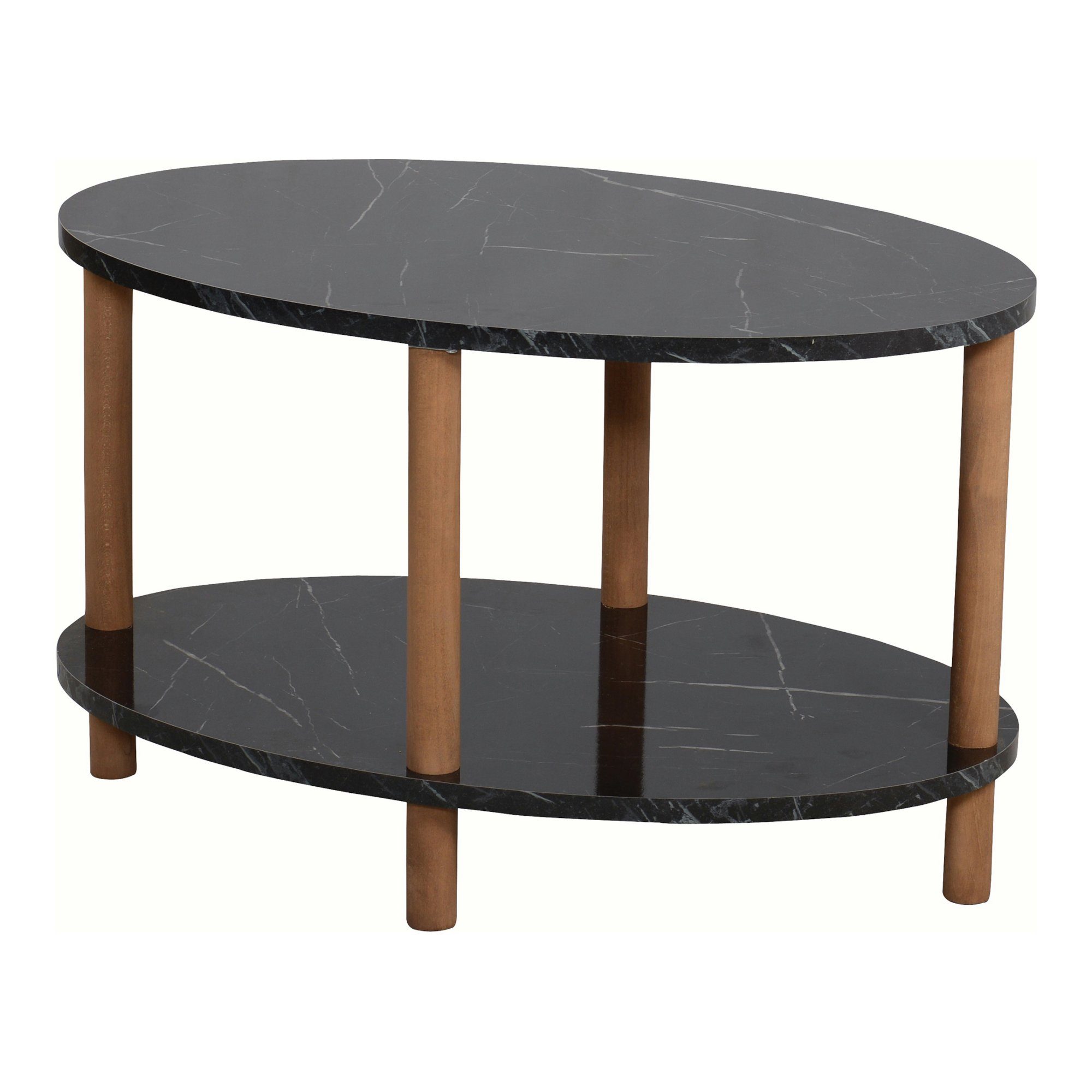 en.casa Couchtisch, »Højreby« oval Beine aus Buchenholz 70x44x43 cm Marmoro günstig online kaufen
