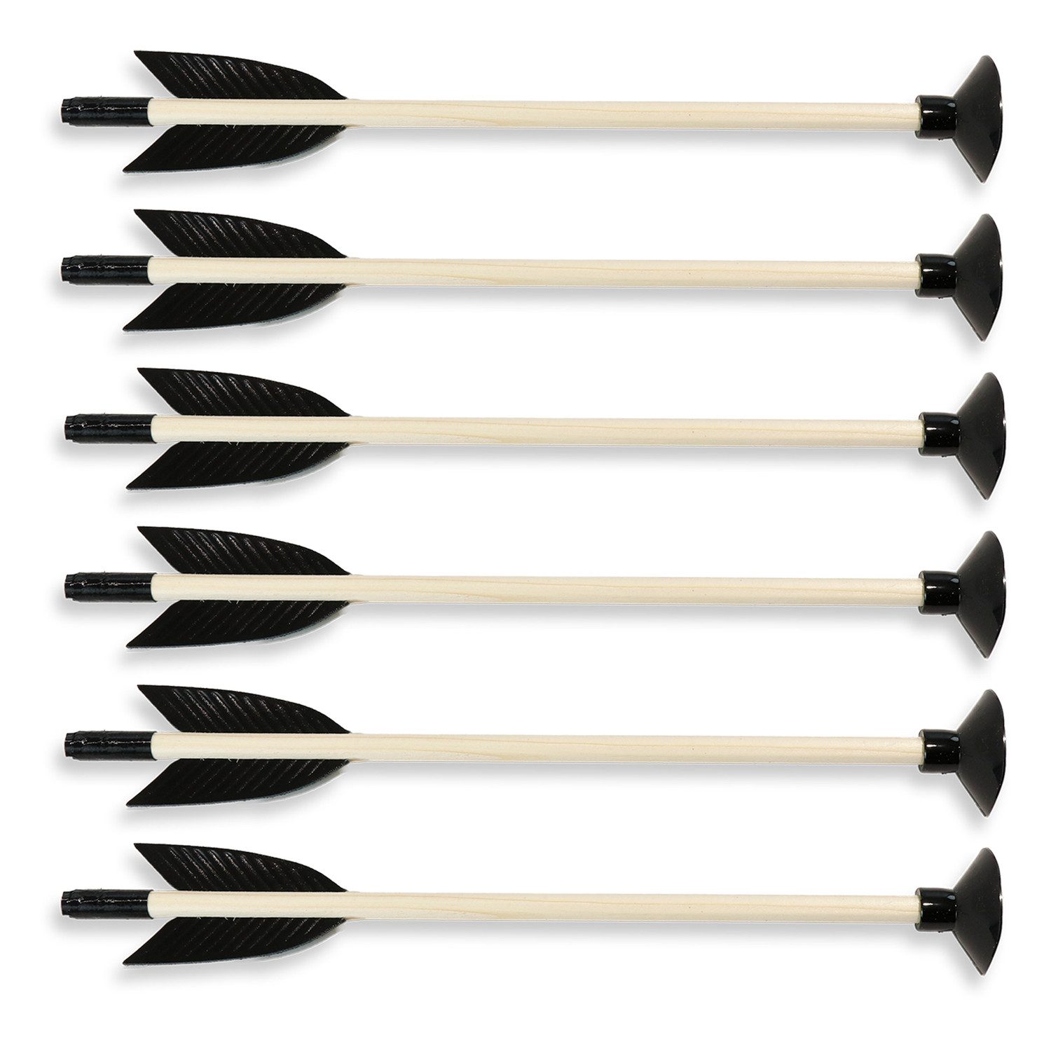 BestSaller Kinderbogenset Holz-Pfeil / Bolzen mit Saugnapf, 25 cm (6-tlg), für Armbrust (6er Pack)