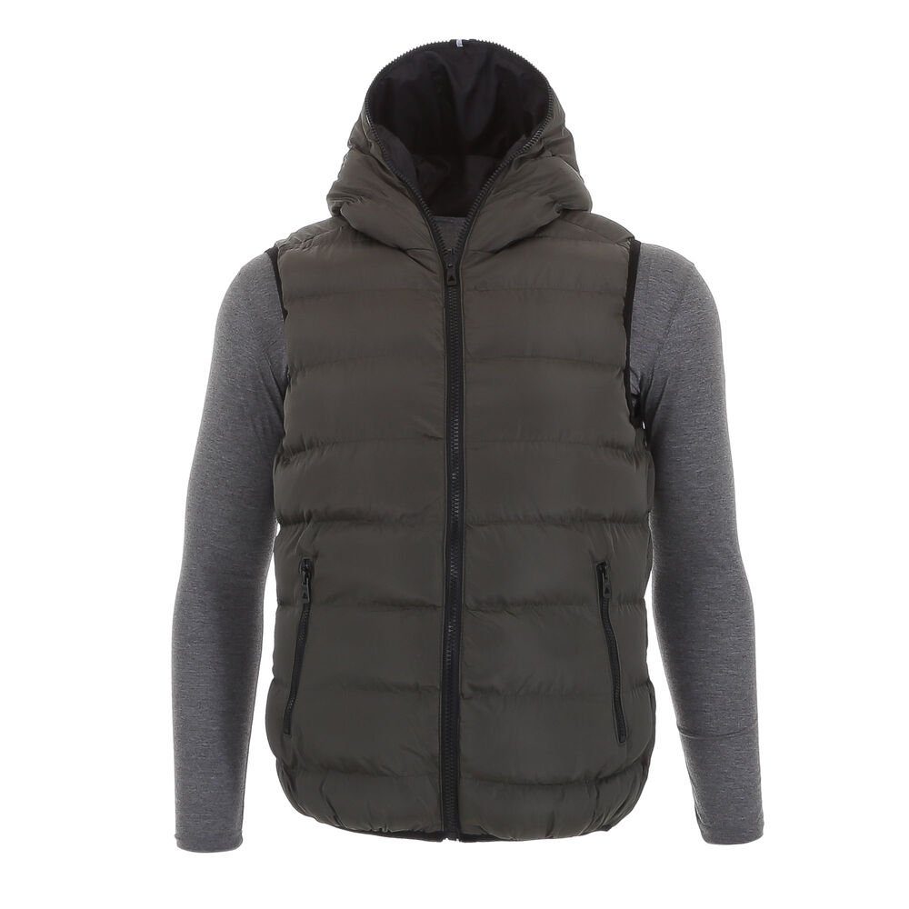 Wendejacke Kapuze Tragbar in Beidseitig Jacke Ital-Design Herren Weste Freizeit Olive