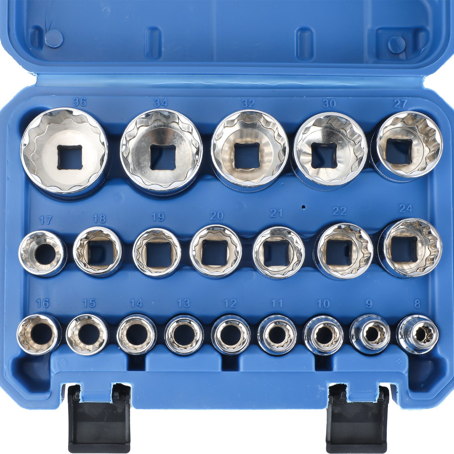 WILGOON Bit- und Steckschlüsselset 21er Steckschlüssel Satz 1/2" Werkzeug 8-36mm Vielzahn Nuss Satz, 21-St., Steckschlüssel Satz für 6 und 12 Kant