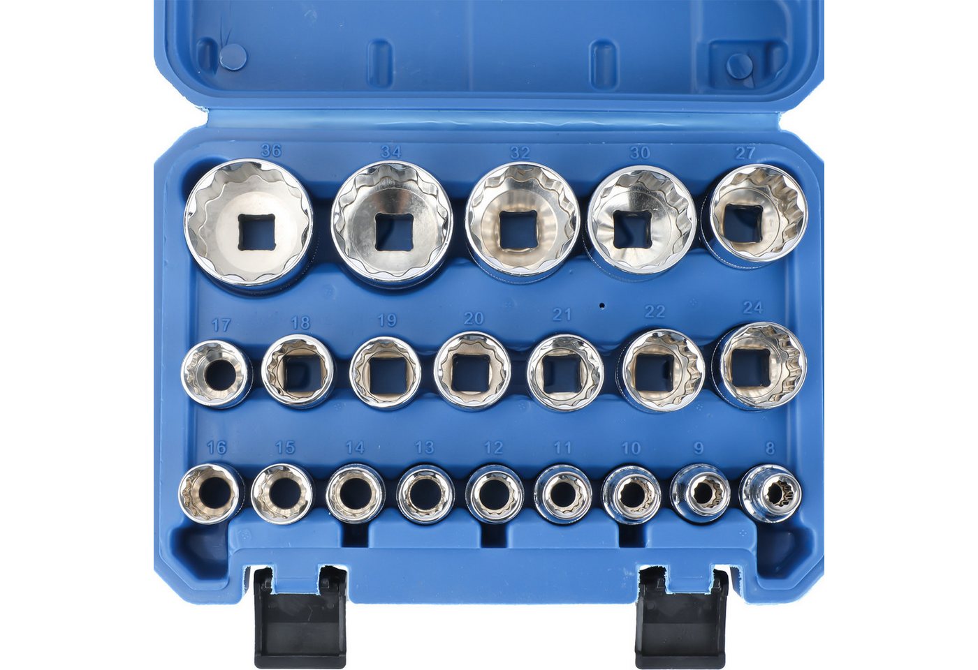 Thumbnail - WILGOON Bit- und Steckschlüsselset 21er Steckschlüssel Satz 1/2" Werkzeug 8-36mm Vielzahn Nuss Satz, 21-St., Steckschlüs...