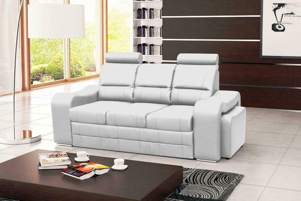 JVmoebel Sofa, 3 Sitzer Sofa Couch Polster Couchen Sofas 3 Sitzer mit Hocker Weiß